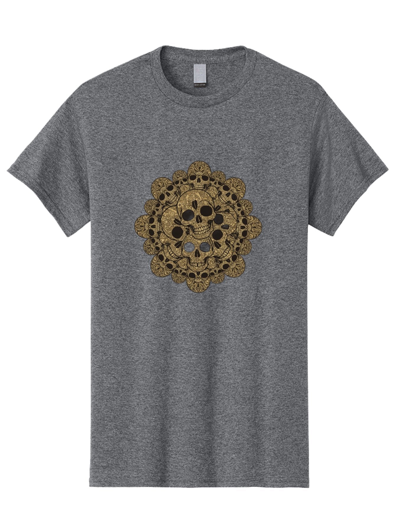 Skull-Mandala-4 Men'S Graphic Tee, 100% Cotton, Comfortable Casual Summer Wear, Machine Washable, Sugar Skulls, Floral Skull Design, Intricate Patterns, Day Of The Dead, Mexican Culture, Symbolic Art, Ornate Skulls Bad598 3
