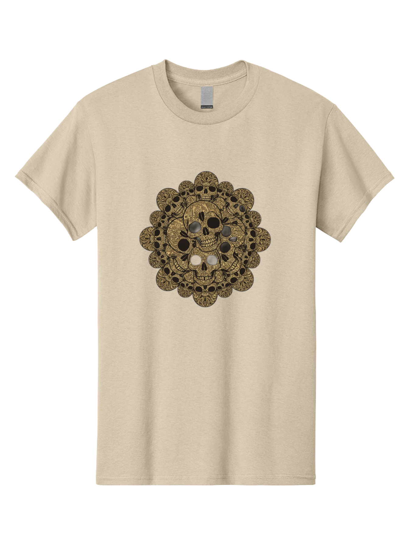 Skull-Mandala-4 Men'S Graphic Tee, 100% Cotton, Comfortable Casual Summer Wear, Machine Washable, Sugar Skulls, Floral Skull Design, Intricate Patterns, Day Of The Dead, Mexican Culture, Symbolic Art, Ornate Skulls Bad598