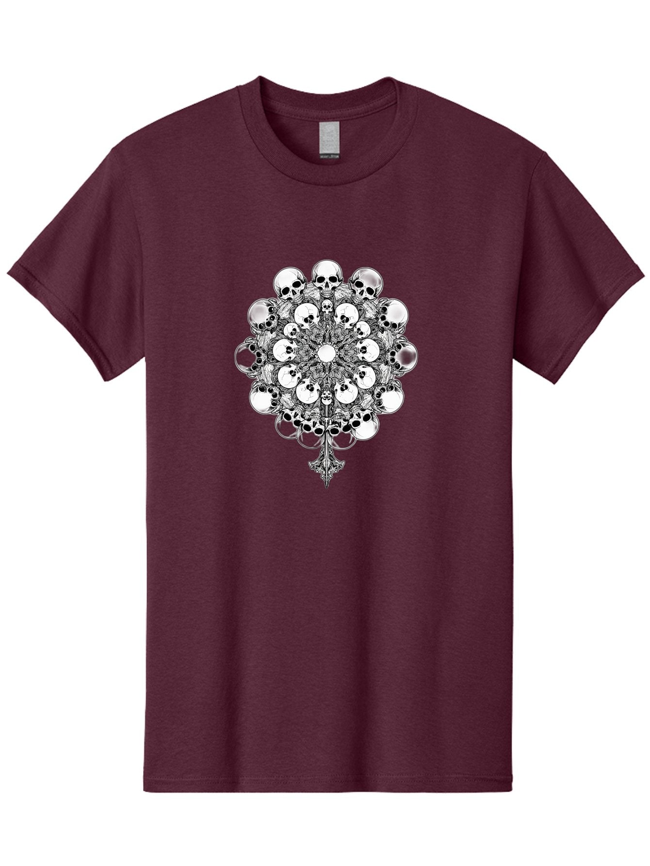 Skull-Mandala-5 Men'S Graphic Tee, 100% Cotton, Comfortable Casual Summer Wear, Machine Washable, Skull Art, Mandala Design, Intricate Patterns, Floral Motifs, Death Symbolism, Mystical Imagery, Gothic Style, Dark Art, Ornate Details Bad599 6