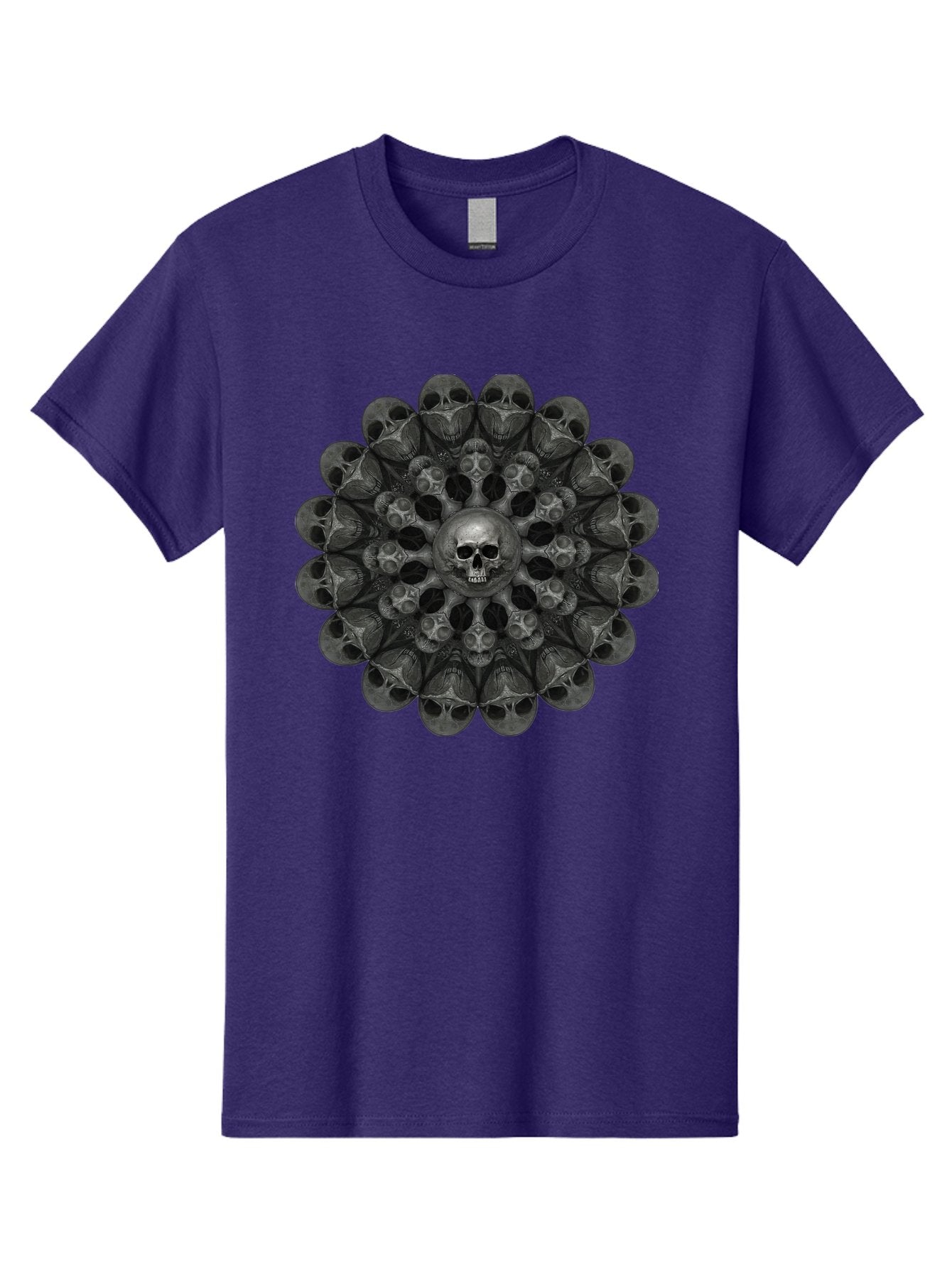 Skull-Mandala-6 Men'S Graphic Tee, 100% Cotton, Comfortable Casual Summer Wear, Machine Washable, Mandala Skull, Skull Pattern, Multiple Skulls, Gothic Art, Dark Art, Surrealism, Symbolic Imagery, Intricate Design, Mysticism, Bad600 11