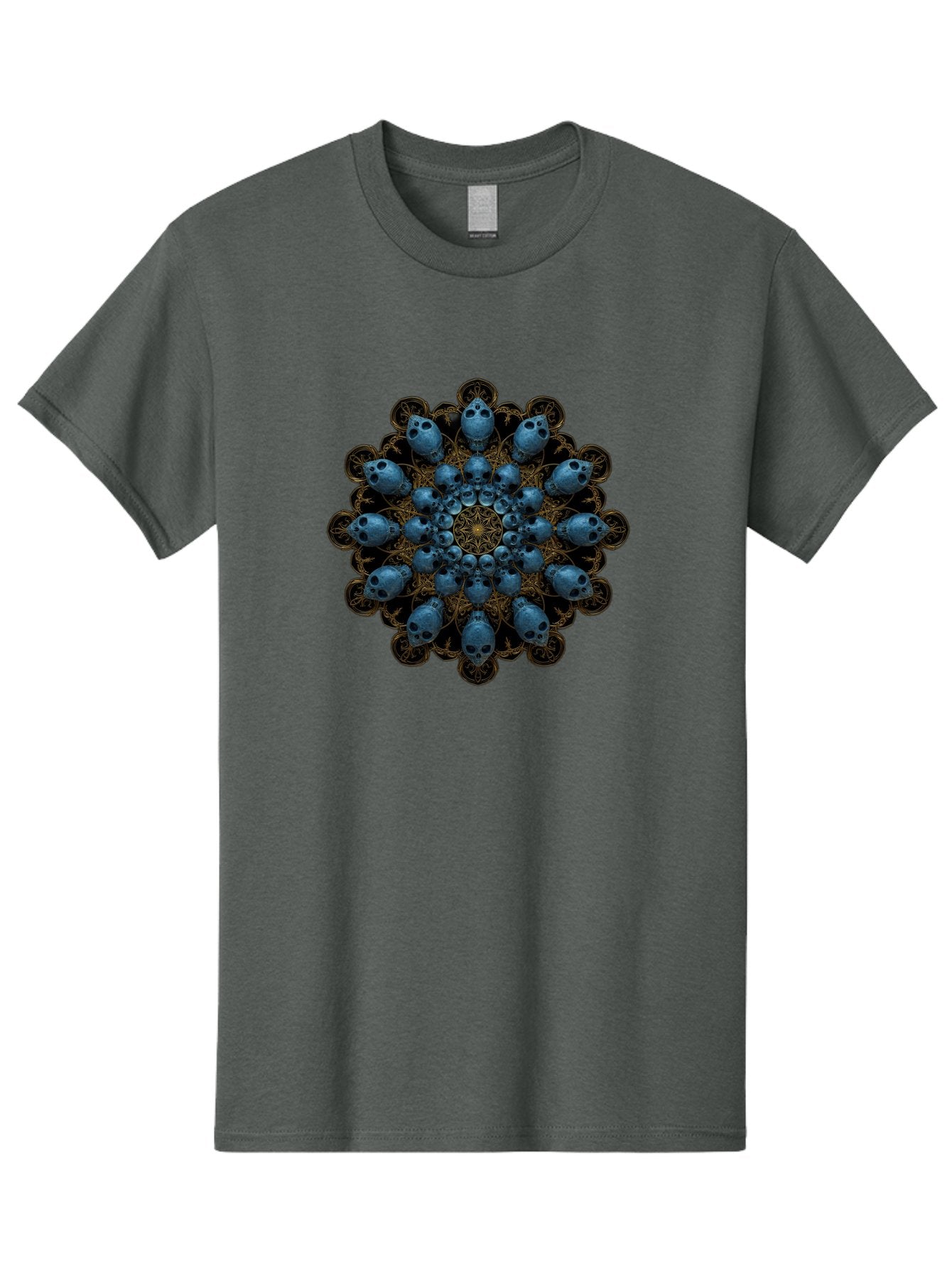 Skull-Mandala-7 Men'S Graphic Tee, 100% Cotton, Comfortable Casual Summer Wear, Machine Washable, Skull Mandala, Symmetrical Design, Intricate Patterns, Gothic Art, Mystical Symbols, Skulls, Mandala Art, Surreal Imagery, Mysterious, Bad601 13