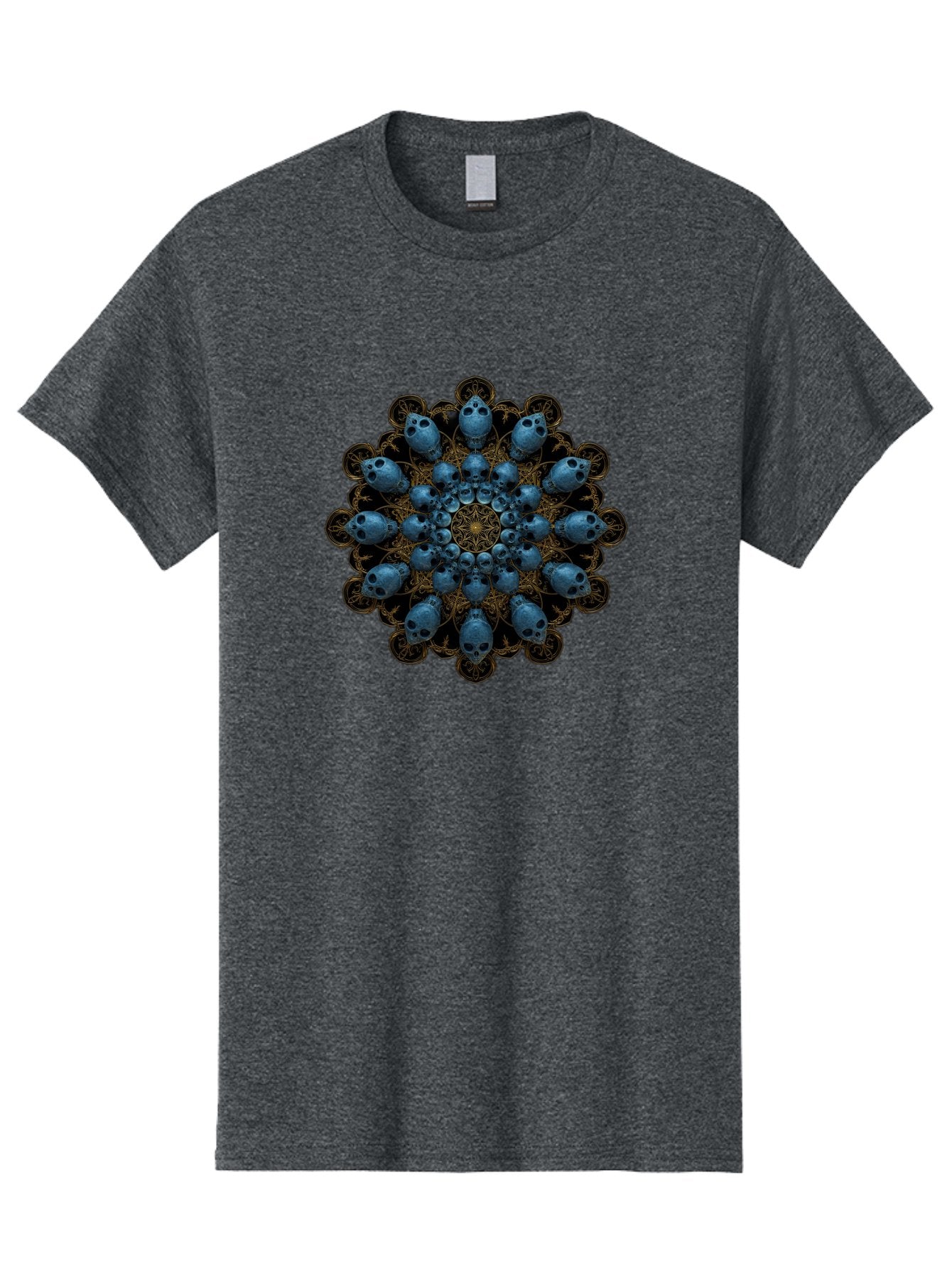 Skull-Mandala-7 Men'S Graphic Tee, 100% Cotton, Comfortable Casual Summer Wear, Machine Washable, Skull Mandala, Symmetrical Design, Intricate Patterns, Gothic Art, Mystical Symbols, Skulls, Mandala Art, Surreal Imagery, Mysterious, Bad601 9