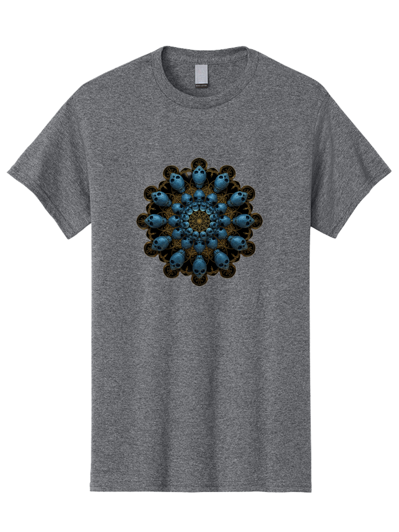 Skull-Mandala-7 Men'S Graphic Tee, 100% Cotton, Comfortable Casual Summer Wear, Machine Washable, Skull Mandala, Symmetrical Design, Intricate Patterns, Gothic Art, Mystical Symbols, Skulls, Mandala Art, Surreal Imagery, Mysterious, Bad601 11