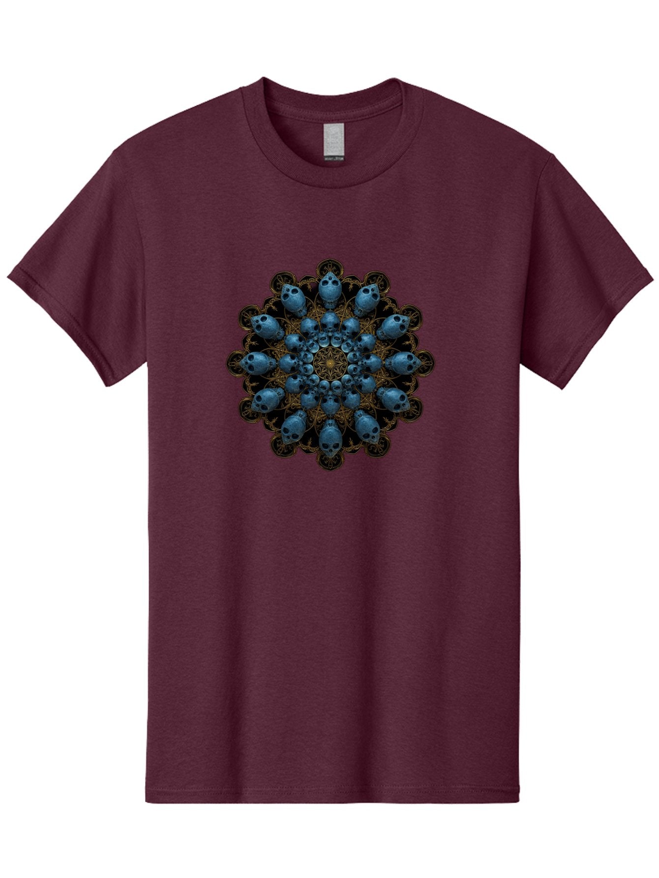 Skull-Mandala-7 Men'S Graphic Tee, 100% Cotton, Comfortable Casual Summer Wear, Machine Washable, Skull Mandala, Symmetrical Design, Intricate Patterns, Gothic Art, Mystical Symbols, Skulls, Mandala Art, Surreal Imagery, Mysterious, Bad601 6
