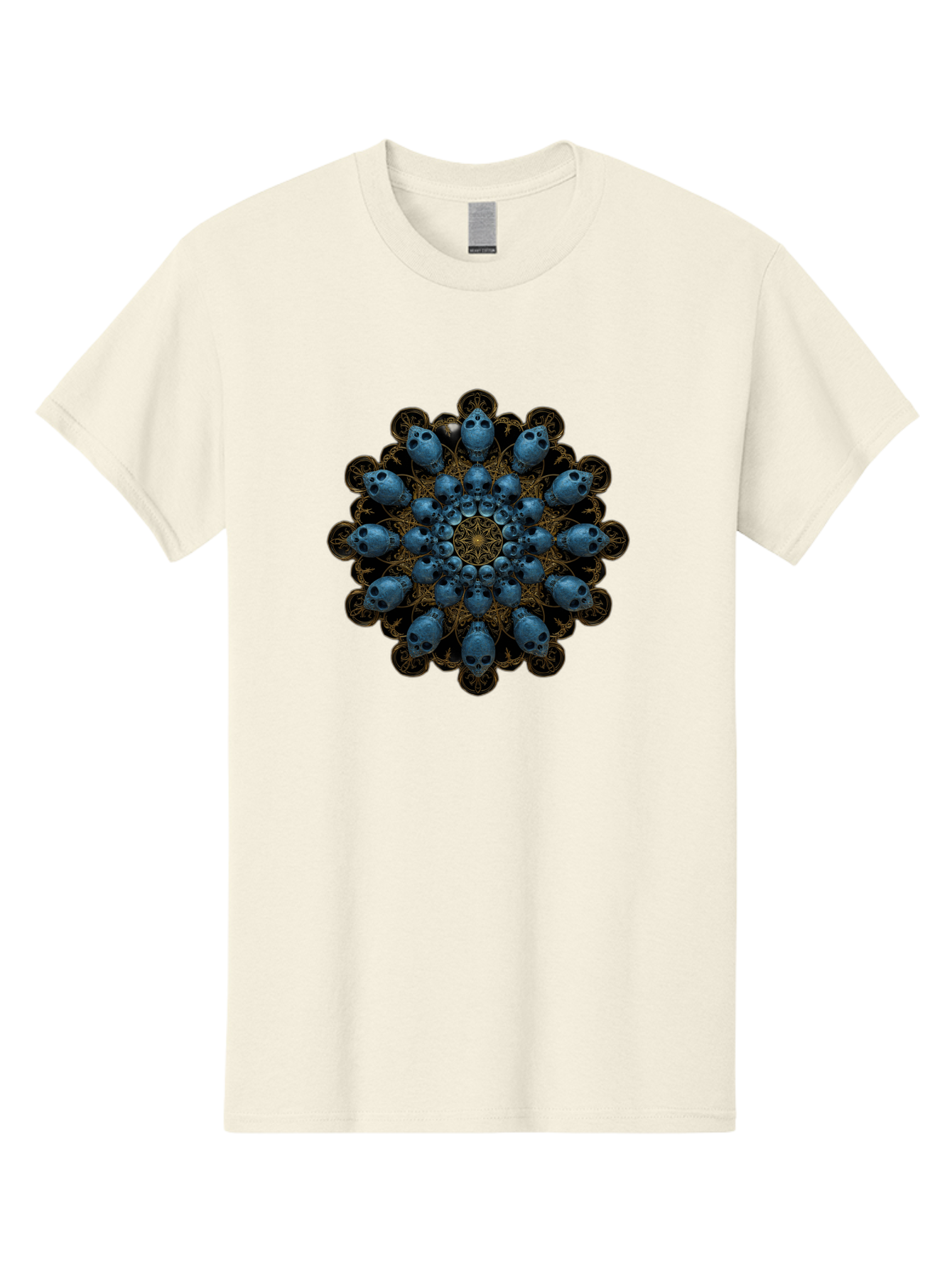 Skull-Mandala-7 Men'S Graphic Tee, 100% Cotton, Comfortable Casual Summer Wear, Machine Washable, Skull Mandala, Symmetrical Design, Intricate Patterns, Gothic Art, Mystical Symbols, Skulls, Mandala Art, Surreal Imagery, Mysterious, Bad601 6