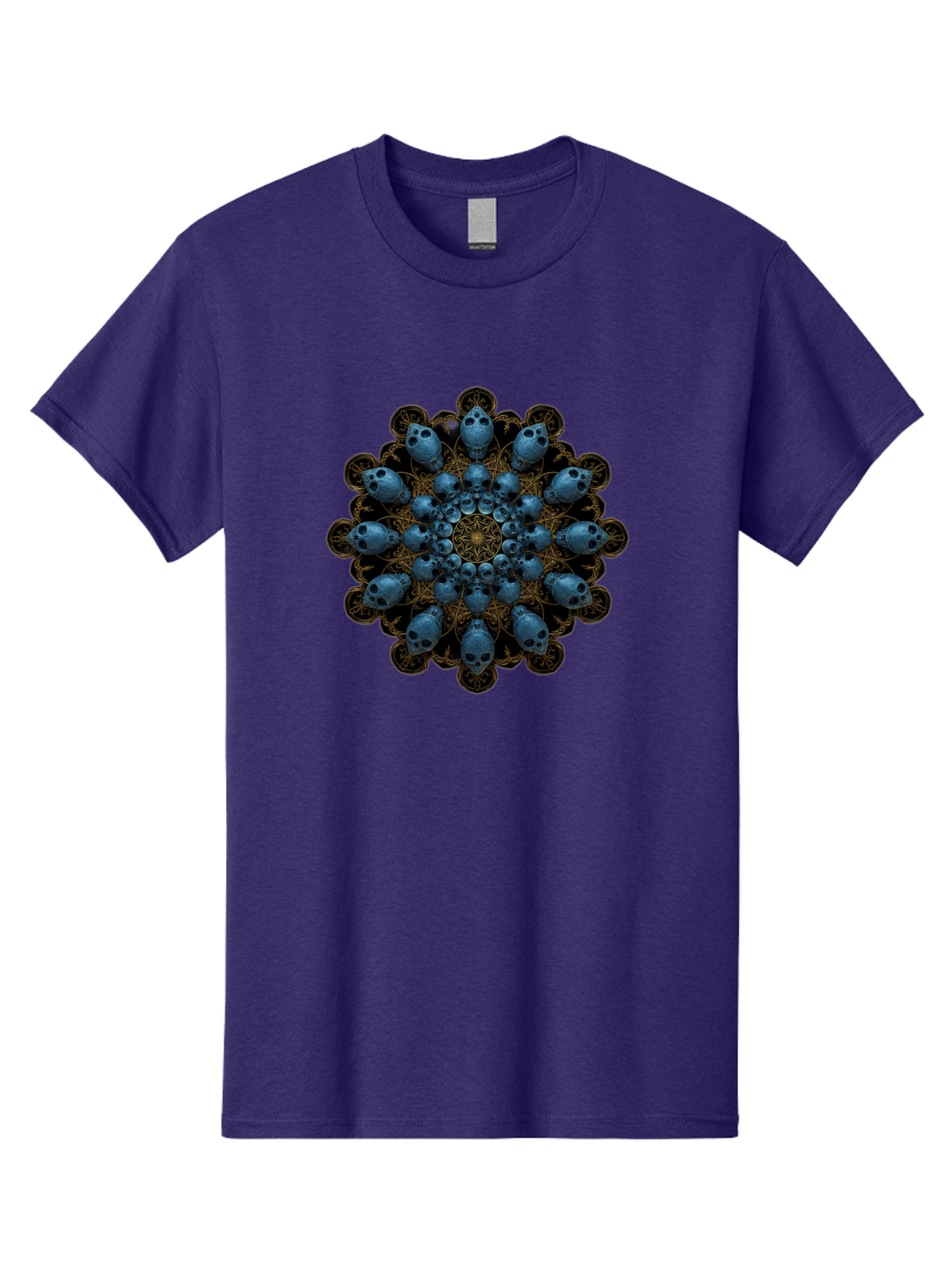 Skull-Mandala-7 Men'S Graphic Tee, 100% Cotton, Comfortable Casual Summer Wear, Machine Washable, Skull Mandala, Symmetrical Design, Intricate Patterns, Gothic Art, Mystical Symbols, Skulls, Mandala Art, Surreal Imagery, Mysterious, Bad601