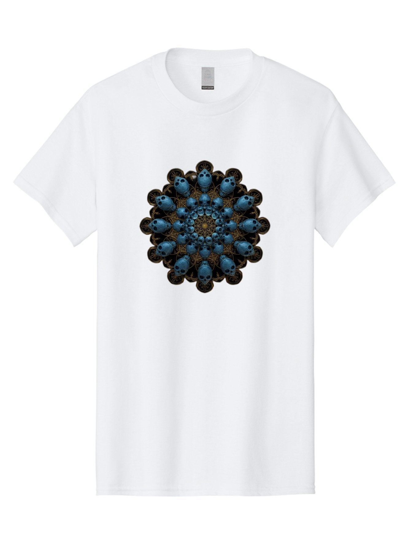 Skull-Mandala-7 Men'S Graphic Tee, 100% Cotton, Comfortable Casual Summer Wear, Machine Washable, Skull Mandala, Symmetrical Design, Intricate Patterns, Gothic Art, Mystical Symbols, Skulls, Mandala Art, Surreal Imagery, Mysterious, Bad601 11