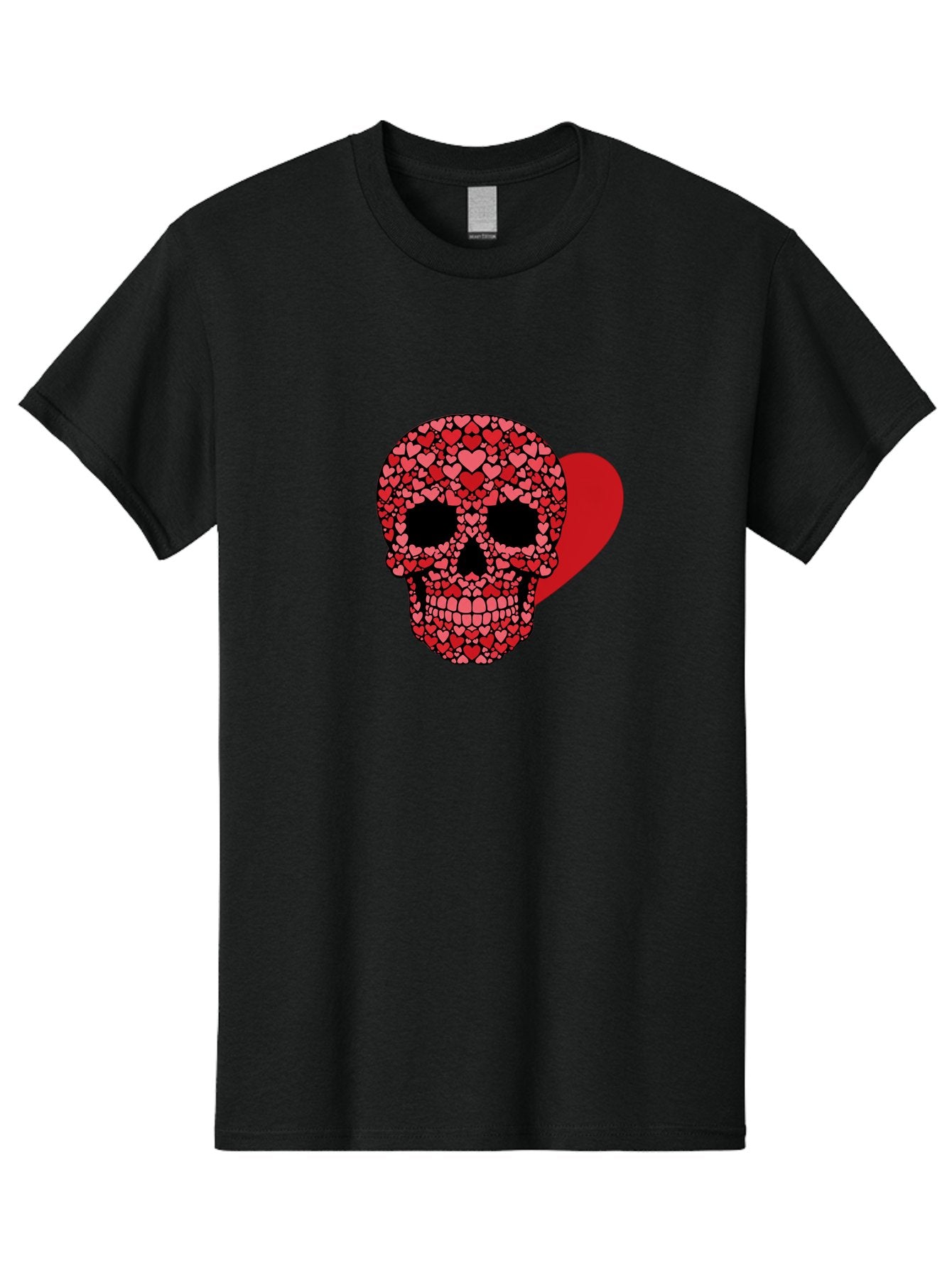 Skull-Of-Hearts Men'S Graphic Tee, 100% Cotton, Comfortable Casual Summer Wear, Machine Washable, Skull With Hearts, Heart-Shaped Skull Design, Sugar Skull Art, Red Hearts, Valentine'S Day Theme, Love Symbol, Heart Pattern, Skull Decoration, Bad603 15