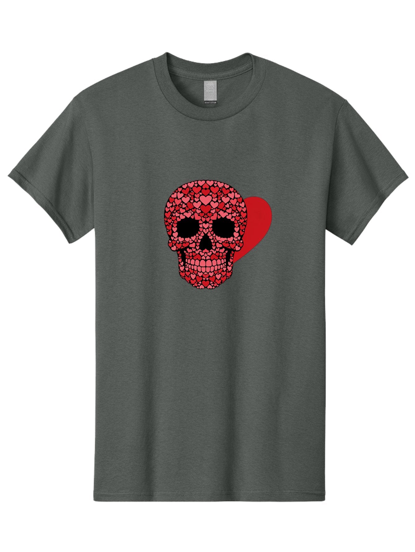 Skull-Of-Hearts Men'S Graphic Tee, 100% Cotton, Comfortable Casual Summer Wear, Machine Washable, Skull With Hearts, Heart-Shaped Skull Design, Sugar Skull Art, Red Hearts, Valentine'S Day Theme, Love Symbol, Heart Pattern, Skull Decoration, Bad603 4