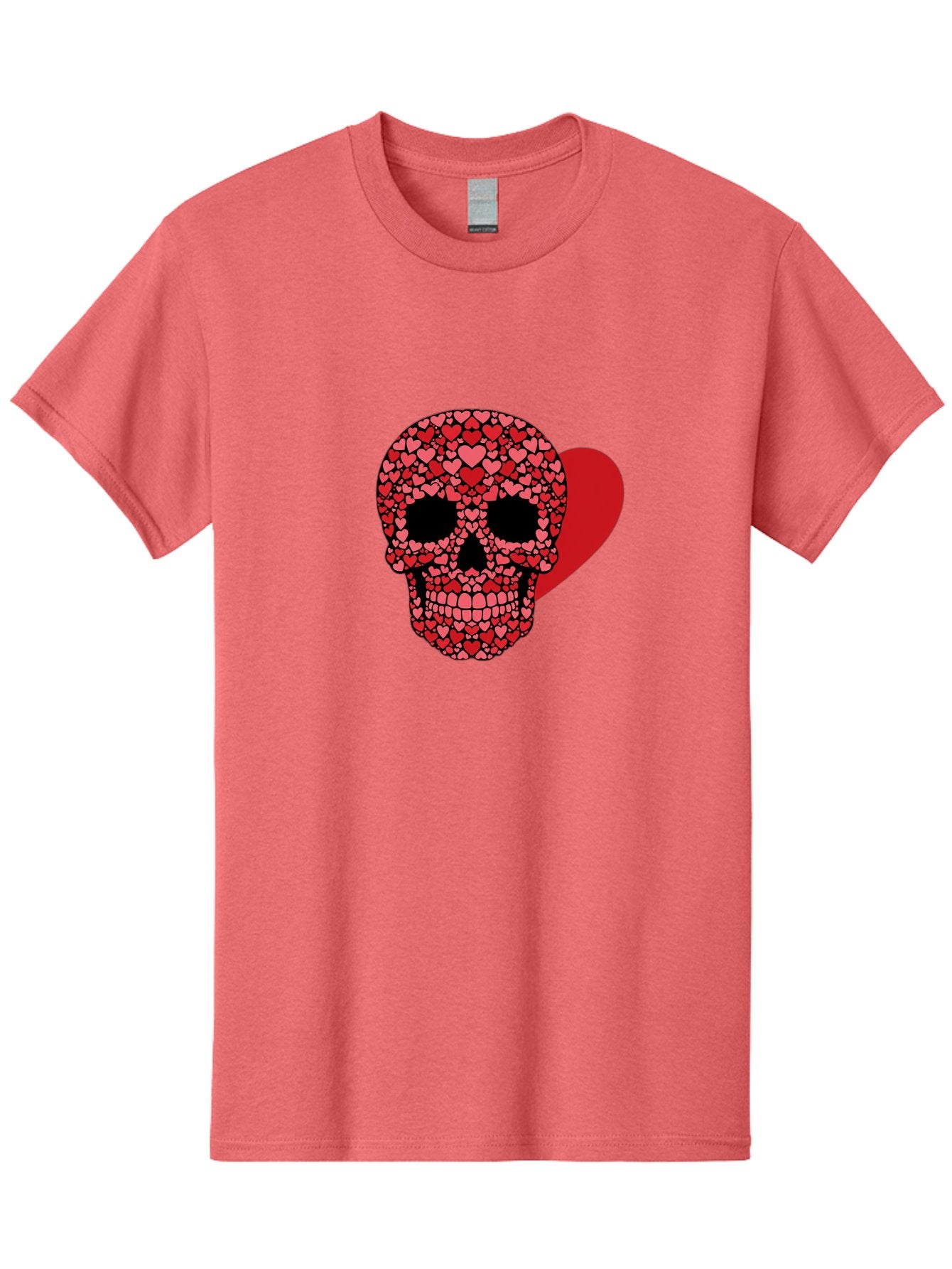 Skull-Of-Hearts Men'S Graphic Tee, 100% Cotton, Comfortable Casual Summer Wear, Machine Washable, Skull With Hearts, Heart-Shaped Skull Design, Sugar Skull Art, Red Hearts, Valentine'S Day Theme, Love Symbol, Heart Pattern, Skull Decoration, Bad603 8