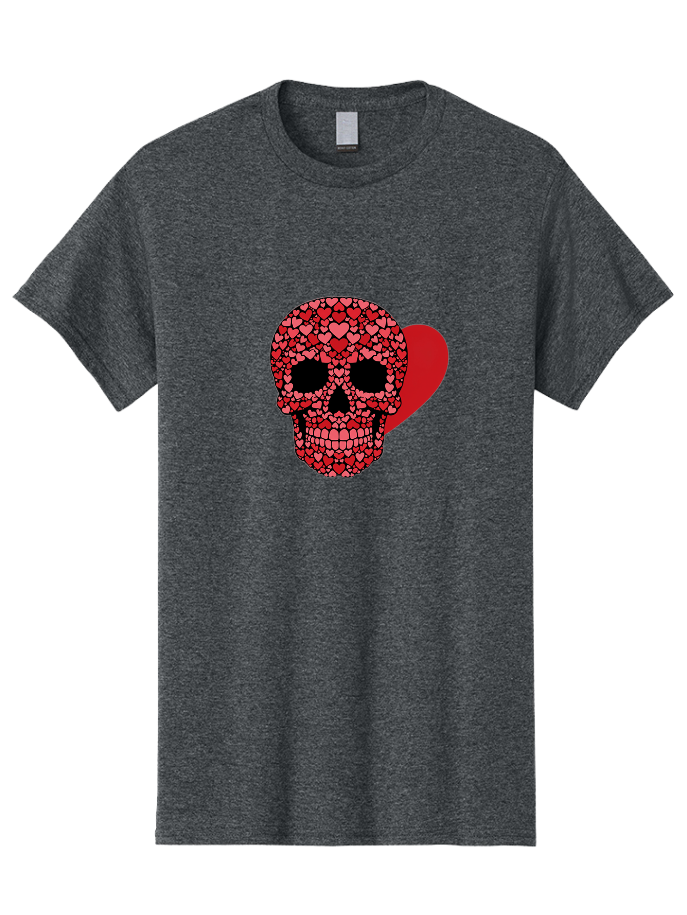 Skull-Of-Hearts Men'S Graphic Tee, 100% Cotton, Comfortable Casual Summer Wear, Machine Washable, Skull With Hearts, Heart-Shaped Skull Design, Sugar Skull Art, Red Hearts, Valentine'S Day Theme, Love Symbol, Heart Pattern, Skull Decoration, Bad603 4