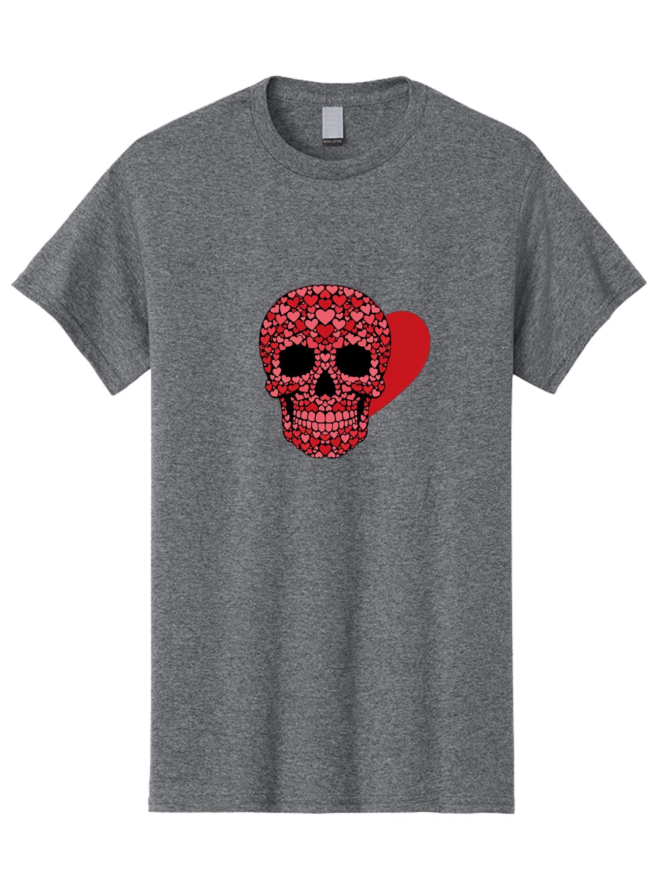 Skull-Of-Hearts Men'S Graphic Tee, 100% Cotton, Comfortable Casual Summer Wear, Machine Washable, Skull With Hearts, Heart-Shaped Skull Design, Sugar Skull Art, Red Hearts, Valentine'S Day Theme, Love Symbol, Heart Pattern, Skull Decoration, Bad603 6