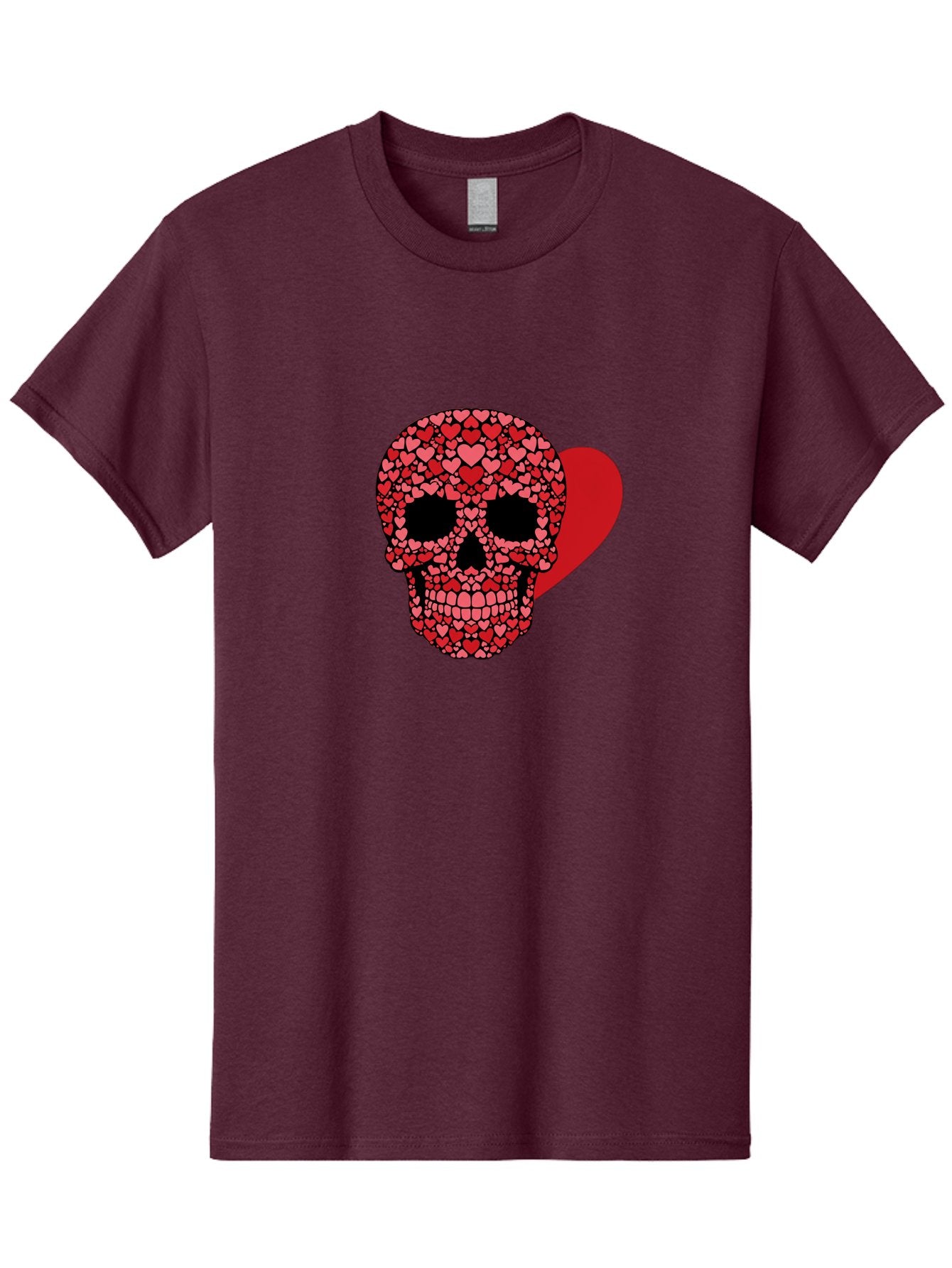 Skull-Of-Hearts Men'S Graphic Tee, 100% Cotton, Comfortable Casual Summer Wear, Machine Washable, Skull With Hearts, Heart-Shaped Skull Design, Sugar Skull Art, Red Hearts, Valentine'S Day Theme, Love Symbol, Heart Pattern, Skull Decoration, Bad603 13