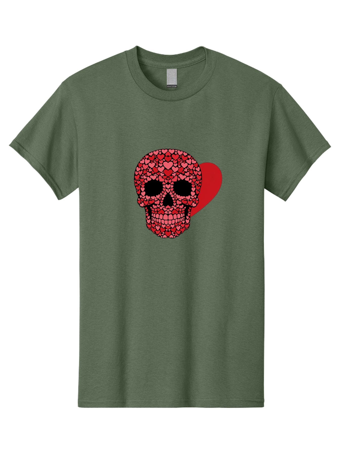 Skull-Of-Hearts Men'S Graphic Tee, 100% Cotton, Comfortable Casual Summer Wear, Machine Washable, Skull With Hearts, Heart-Shaped Skull Design, Sugar Skull Art, Red Hearts, Valentine'S Day Theme, Love Symbol, Heart Pattern, Skull Decoration, Bad603 7