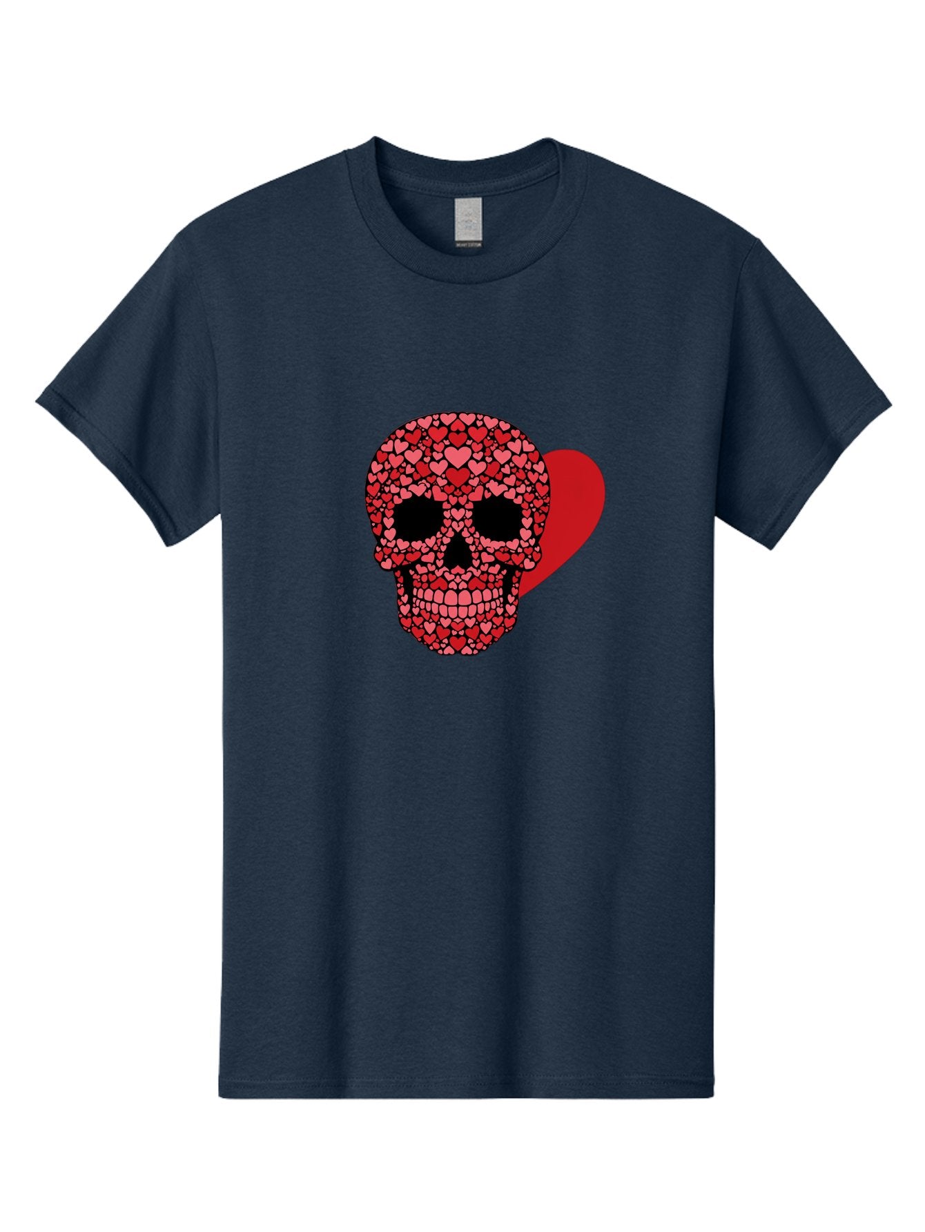 Skull-Of-Hearts Men'S Graphic Tee, 100% Cotton, Comfortable Casual Summer Wear, Machine Washable, Skull With Hearts, Heart-Shaped Skull Design, Sugar Skull Art, Red Hearts, Valentine'S Day Theme, Love Symbol, Heart Pattern, Skull Decoration, Bad603 5