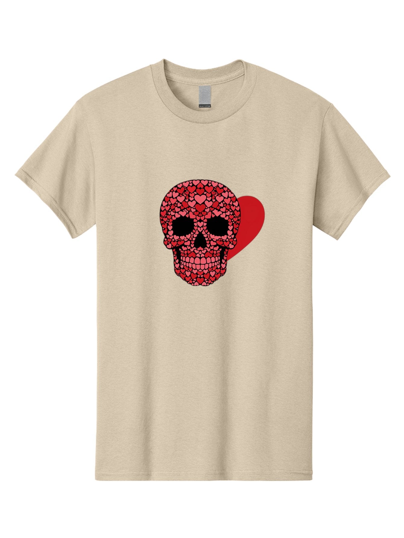 Skull-Of-Hearts Men'S Graphic Tee, 100% Cotton, Comfortable Casual Summer Wear, Machine Washable, Skull With Hearts, Heart-Shaped Skull Design, Sugar Skull Art, Red Hearts, Valentine'S Day Theme, Love Symbol, Heart Pattern, Skull Decoration, Bad603 14