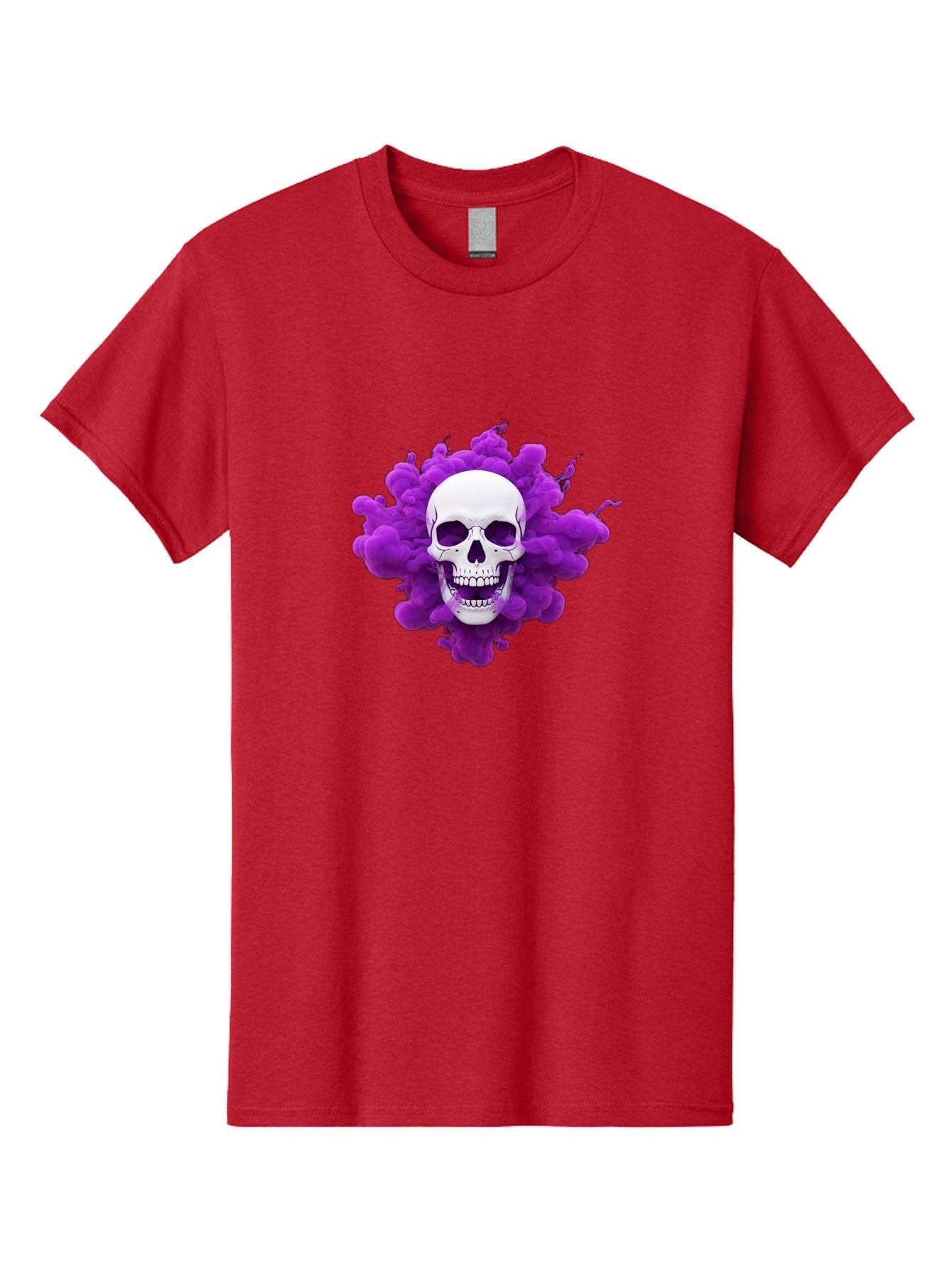 Skull-Purple-Smoke Men'S Graphic Tee, 100% Cotton, Comfortable Casual Summer Wear, Machine Washable, Human Skull, Purple Smoke, Dark Art, Gothic Style, Mysterious Atmosphere, Surreal Imagery, Edgy Design, Vibrant Purple Hue Bad605 15