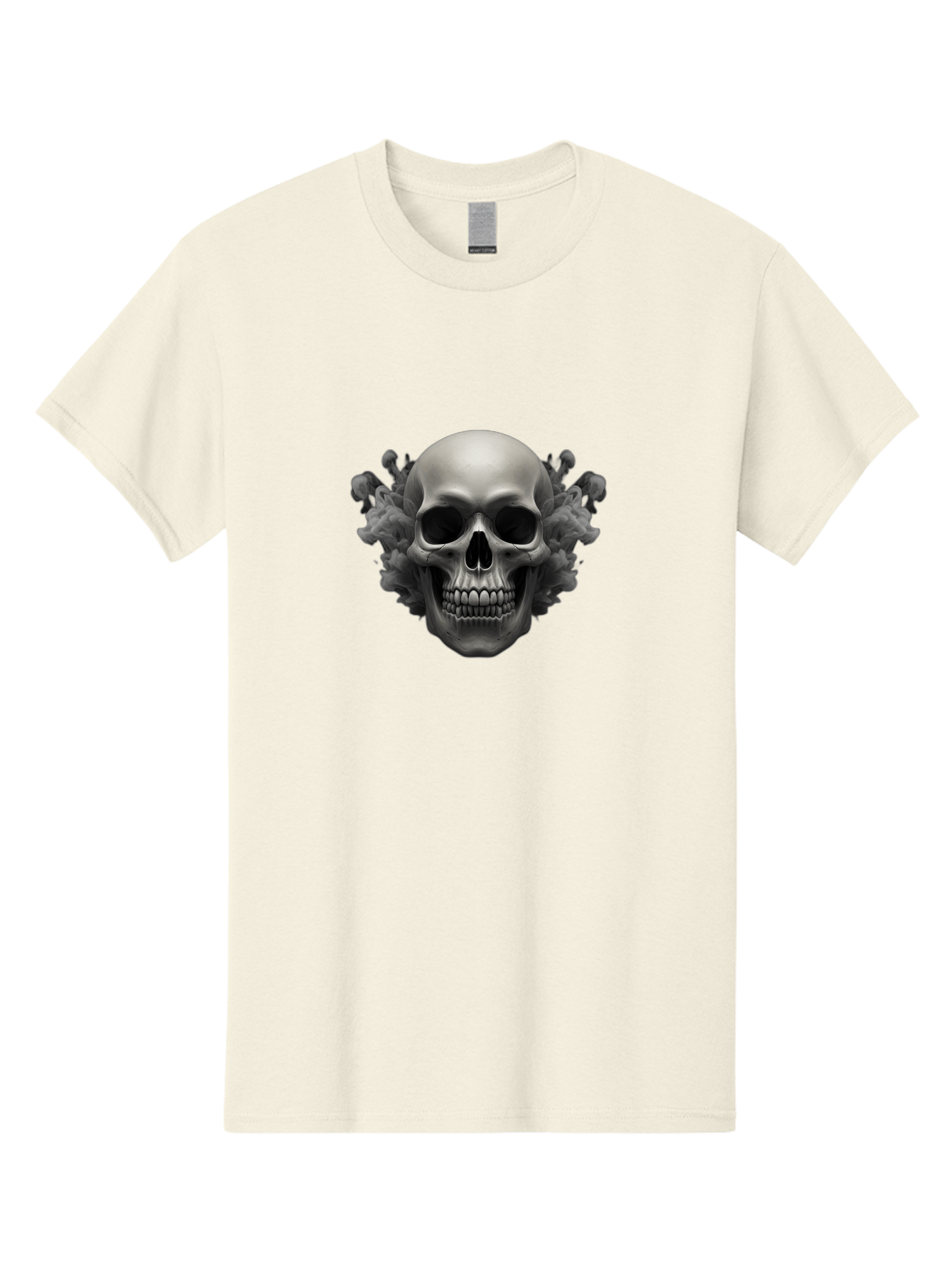 Skull-With-Mushrooms Men'S Graphic Tee, 100% Cotton, Comfortable Casual Summer Wear, Machine Washable, Skull Illustration, Gray Skull, Mushroom Cloud, Fungi Art, Gothic Design, Dark Art, Spooky Graphics, Mysterious Imagery, Eerie Atmosphere, Bad613 11