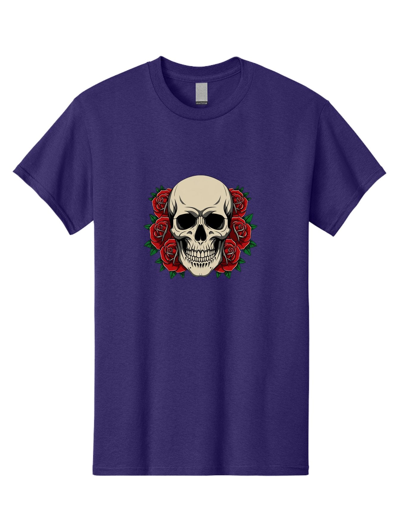 Skull-With-Roses Men'S Graphic Tee, 100% Cotton, Comfortable Casual Summer Wear, Machine Washable, Human Skull, Red Roses, Floral Skull, Gothic Art, Dark Symbolism, Skull Design, Tattoo Art, Gothic Roses Bad619 9