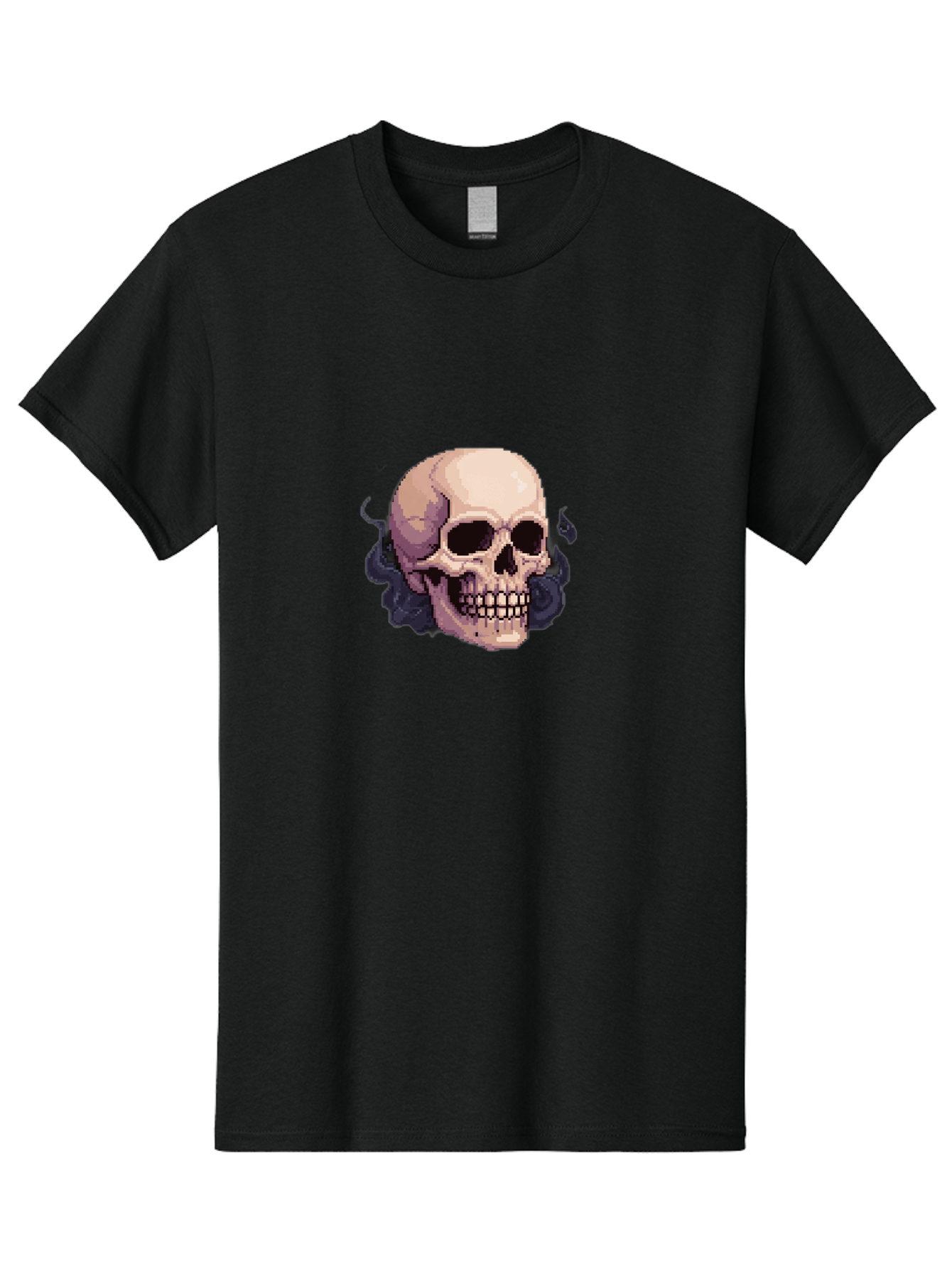 Skull-With-Tentacles Men'S Graphic Tee, 100% Cotton, Comfortable Casual Summer Wear, Machine Washable, Pixel Art Skull, Human Skull, Smoke Effects, Dark Magic, Mysterious, Gothic Style, Spooky Atmosphere, Eerie, Halloween Theme Bad621 8