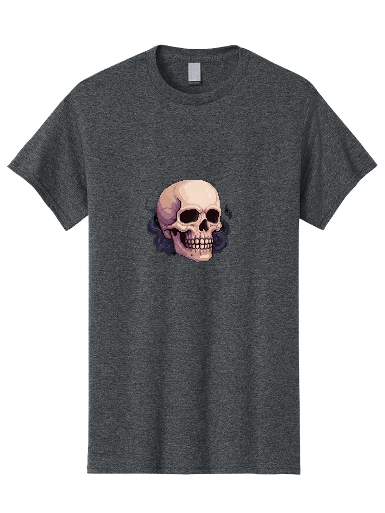 Skull-With-Tentacles Men'S Graphic Tee, 100% Cotton, Comfortable Casual Summer Wear, Machine Washable, Pixel Art Skull, Human Skull, Smoke Effects, Dark Magic, Mysterious, Gothic Style, Spooky Atmosphere, Eerie, Halloween Theme Bad621 15
