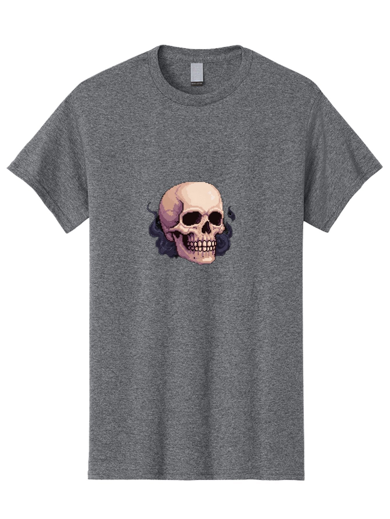 Skull-With-Tentacles Men'S Graphic Tee, 100% Cotton, Comfortable Casual Summer Wear, Machine Washable, Pixel Art Skull, Human Skull, Smoke Effects, Dark Magic, Mysterious, Gothic Style, Spooky Atmosphere, Eerie, Halloween Theme Bad621 6