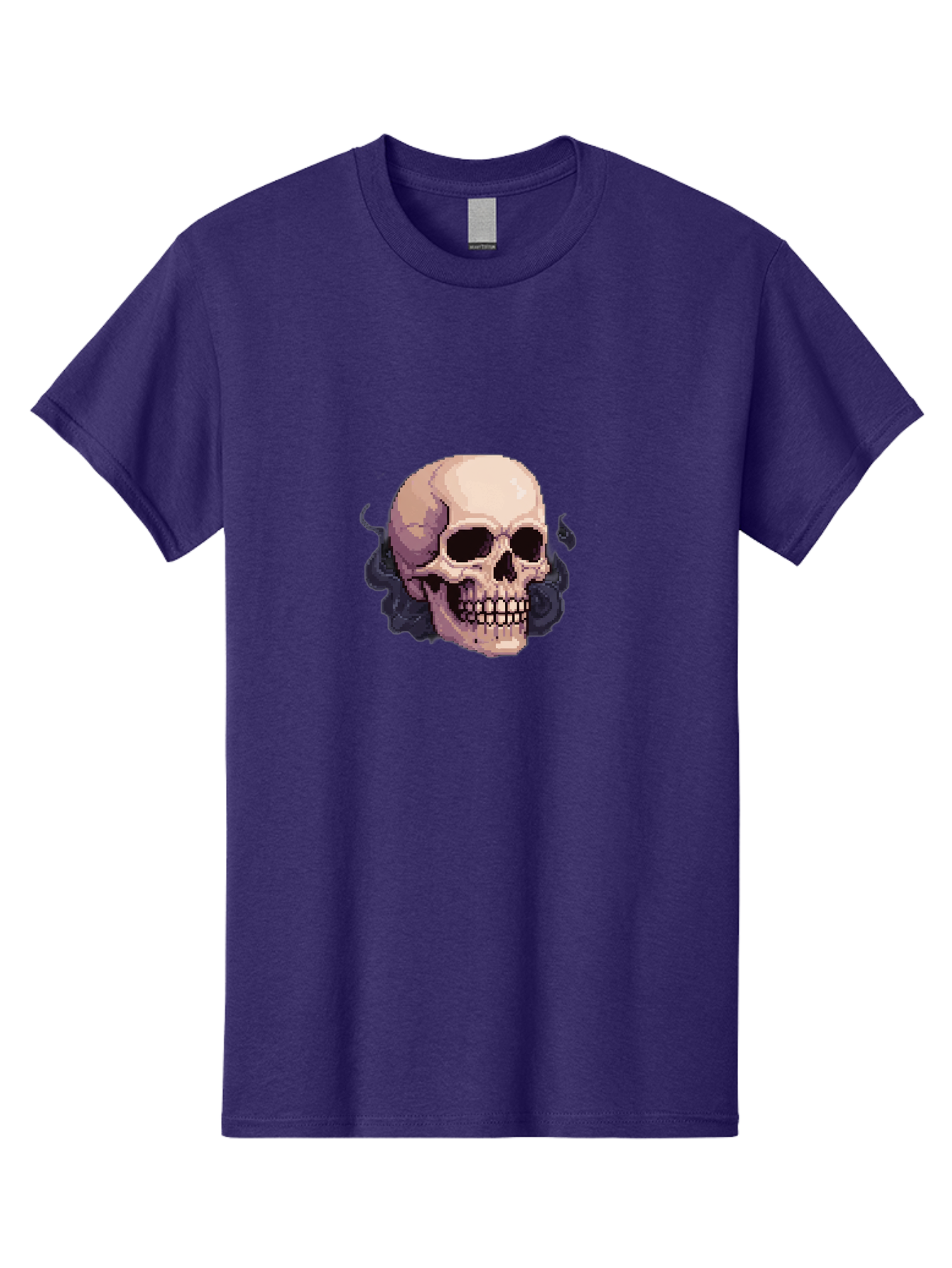 Skull-With-Tentacles Men'S Graphic Tee, 100% Cotton, Comfortable Casual Summer Wear, Machine Washable, Pixel Art Skull, Human Skull, Smoke Effects, Dark Magic, Mysterious, Gothic Style, Spooky Atmosphere, Eerie, Halloween Theme Bad621 5