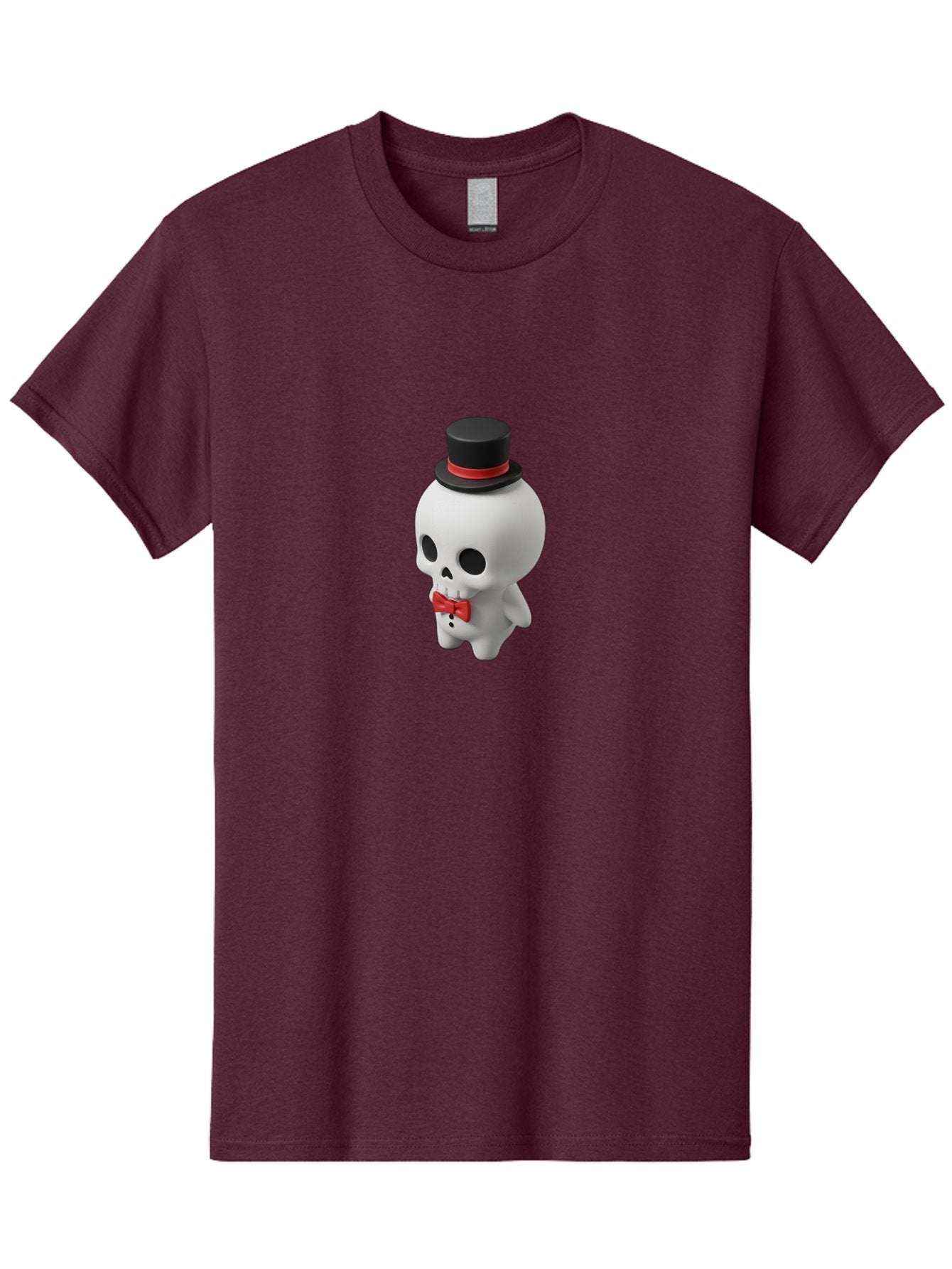 Skull-With-Top-Hat-1 Men'S Graphic Tee, 100% Cotton, Comfortable Casual Summer Wear, Machine Washable, Cartoon Skull, Top Hat, Red Bow Tie, Black Hatband, 3D Illustration, Gothic Style, Skull Character, Fashion Accessories, Stylish Skeleton Bad622 12