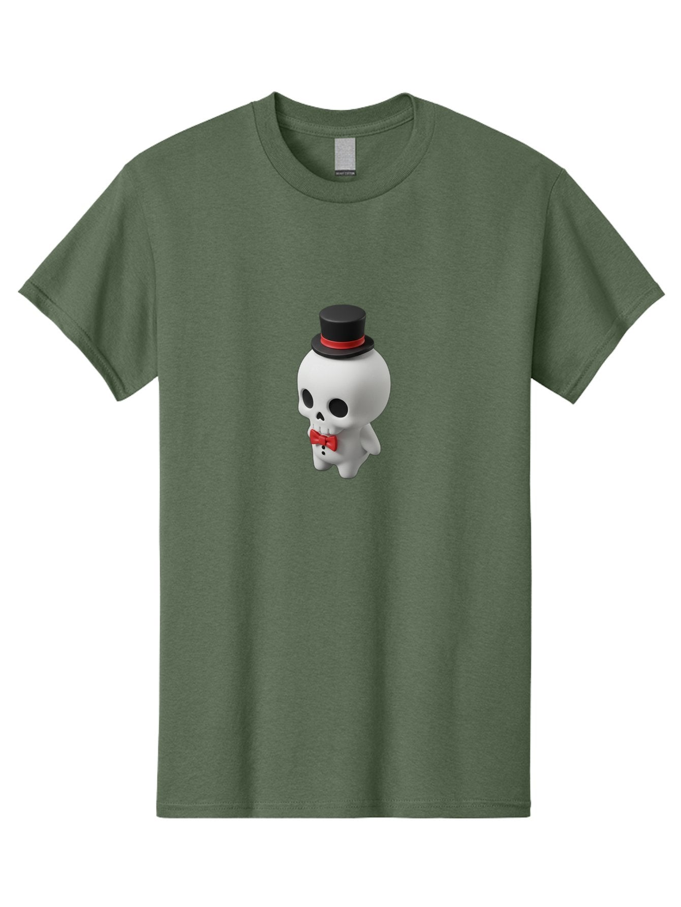 Skull-With-Top-Hat-1 Men'S Graphic Tee, 100% Cotton, Comfortable Casual Summer Wear, Machine Washable, Cartoon Skull, Top Hat, Red Bow Tie, Black Hatband, 3D Illustration, Gothic Style, Skull Character, Fashion Accessories, Stylish Skeleton Bad622 3