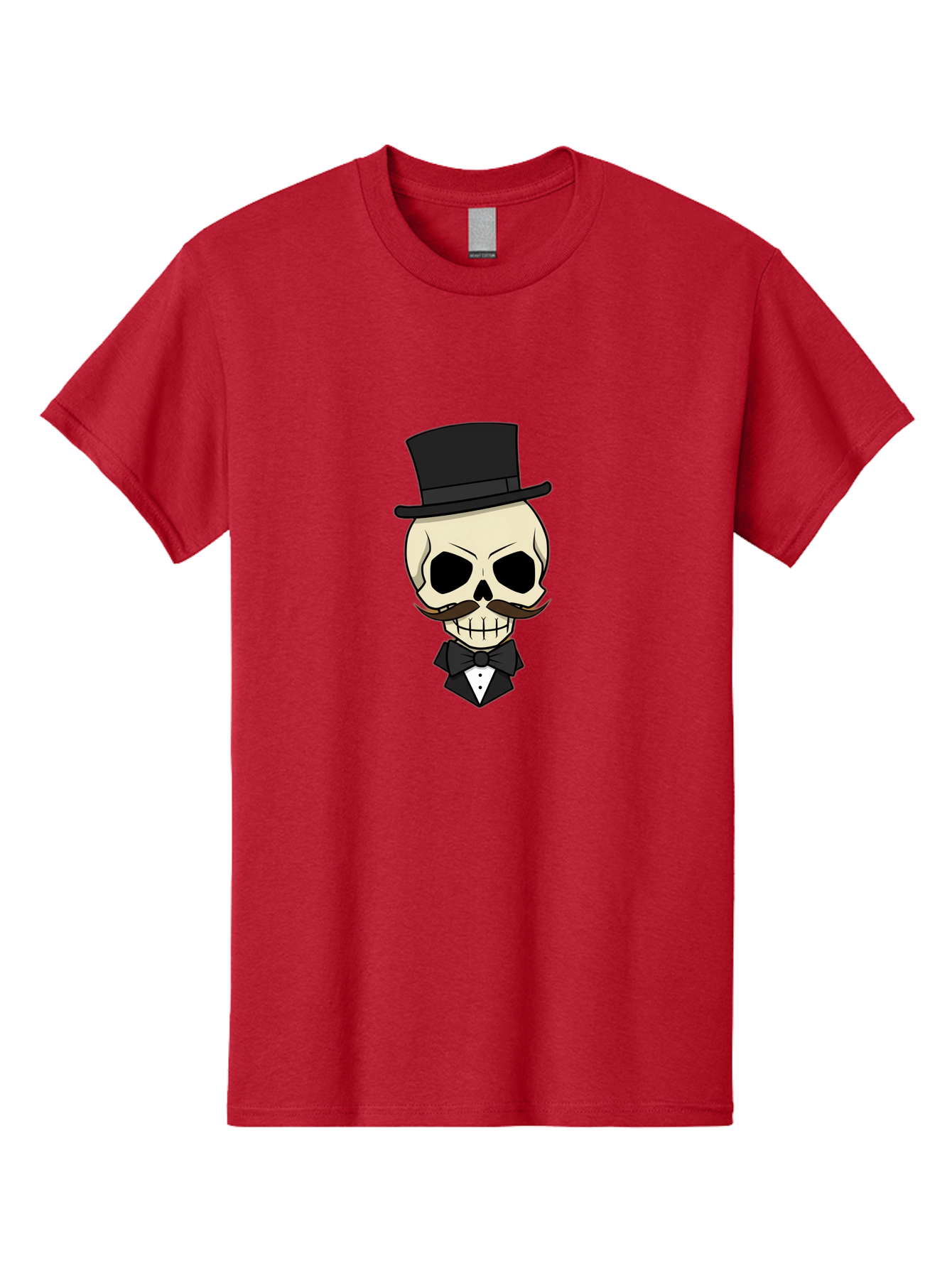 Skull-With-Top-Hat Men'S Graphic Tee, 100% Cotton, Comfortable Casual Summer Wear, Machine Washable, Human Skull With Hat And Mustache, Formal Attire, Bow Tie, Tuxedo, Gentlemanly Appearance, Refined Features, Elegant Design, Quirky Character Bad626 6