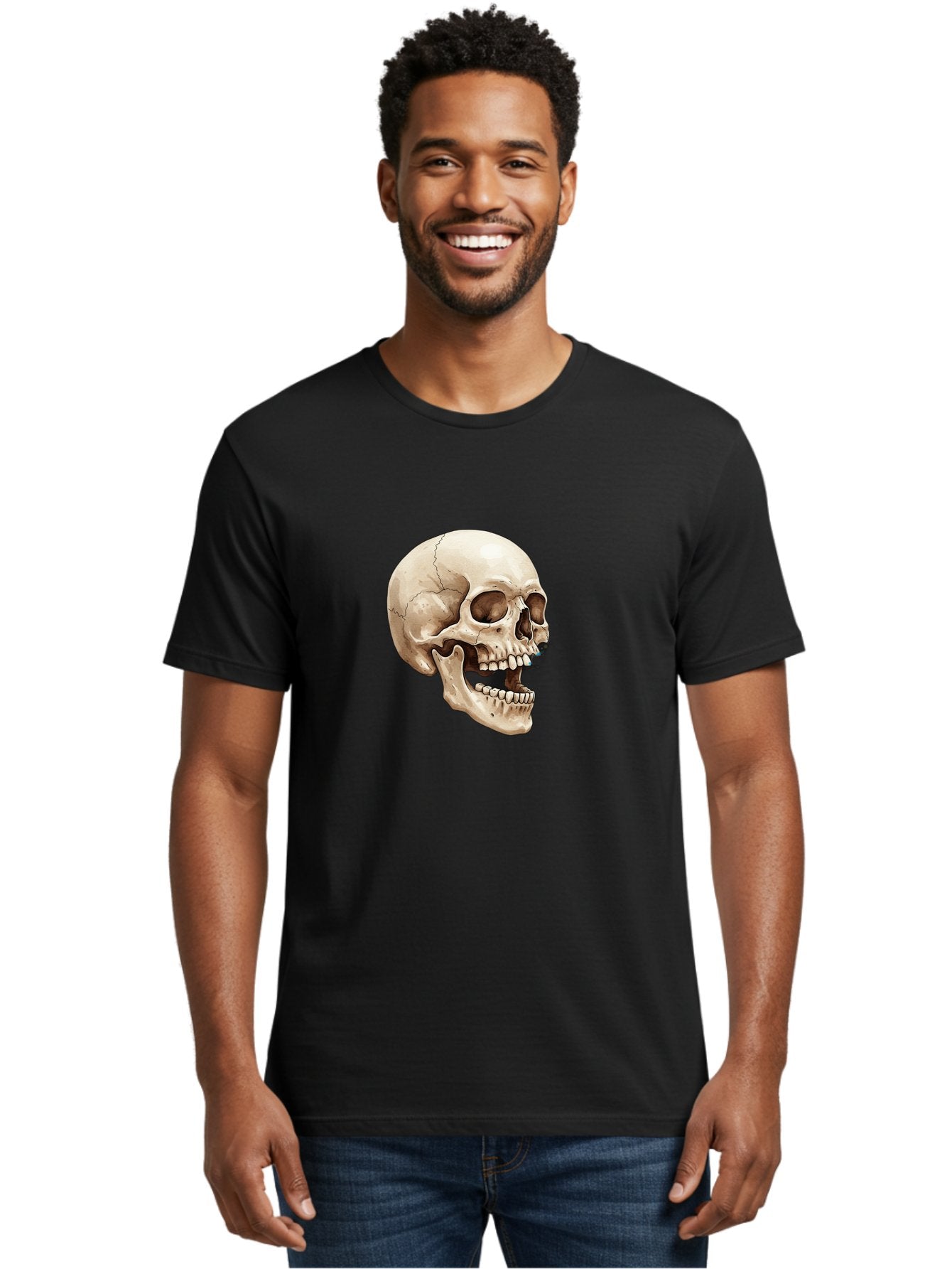 Skull Men'S Graphic Tee, 100% Cotton, Comfortable Casual Summer Wear, Machine Washable, Human Skull, Skeletal Head, Jawbone, Teeth, Anatomy, Bones, Forensic Science, Medical Illustration, Skull Structure Bad627 18