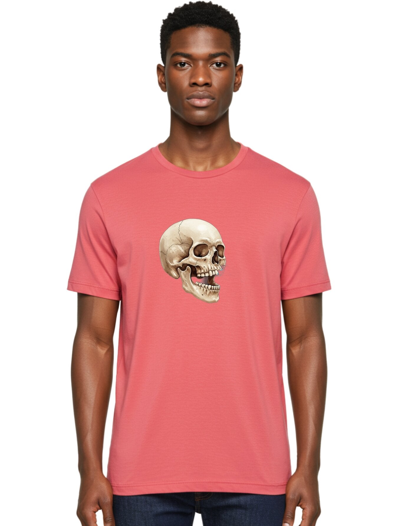 Skull Men'S Graphic Tee, 100% Cotton, Comfortable Casual Summer Wear, Machine Washable, Human Skull, Skeletal Head, Jawbone, Teeth, Anatomy, Bones, Forensic Science, Medical Illustration, Skull Structure Bad627 27