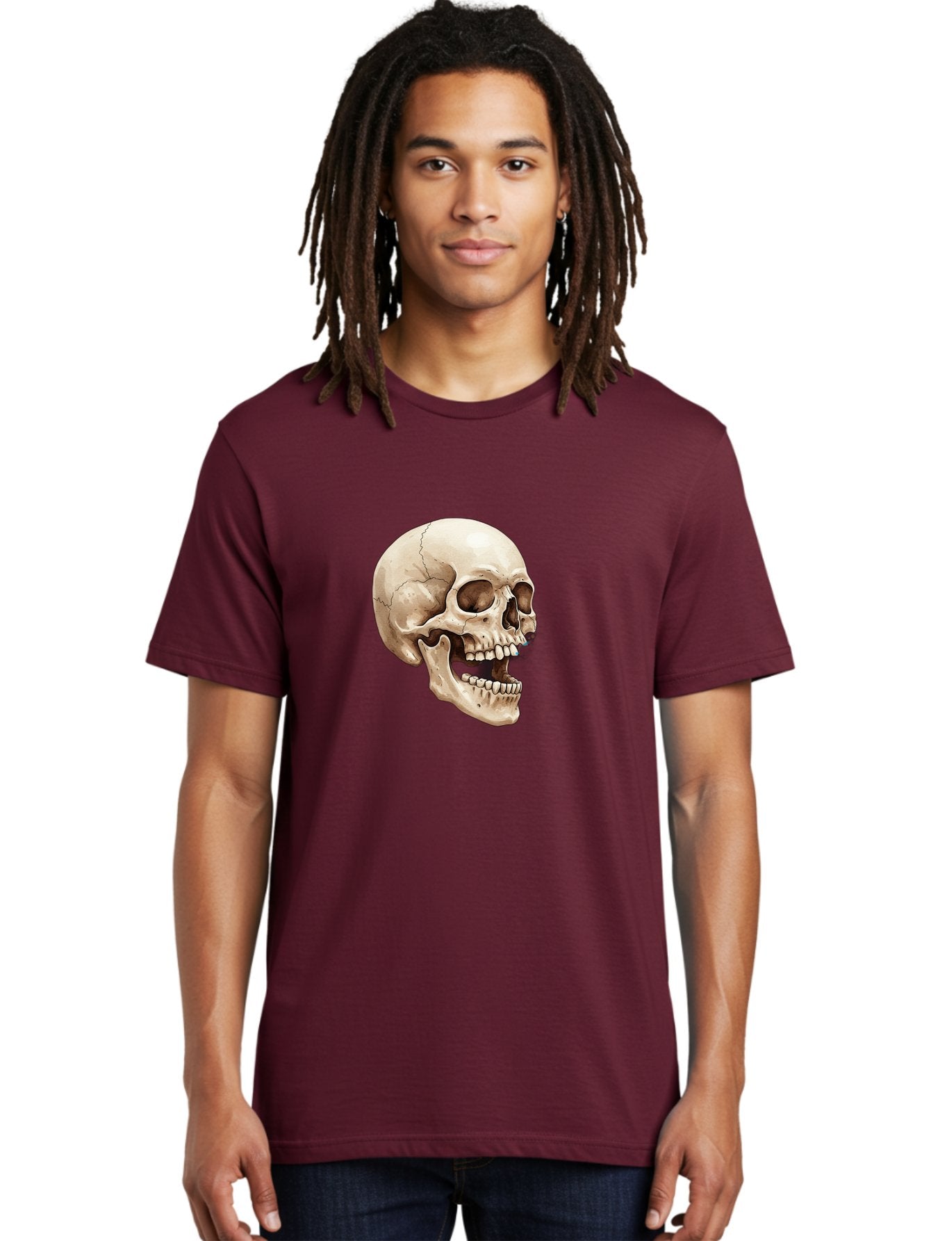 Skull Men'S Graphic Tee, 100% Cotton, Comfortable Casual Summer Wear, Machine Washable, Human Skull, Skeletal Head, Jawbone, Teeth, Anatomy, Bones, Forensic Science, Medical Illustration, Skull Structure Bad627 26