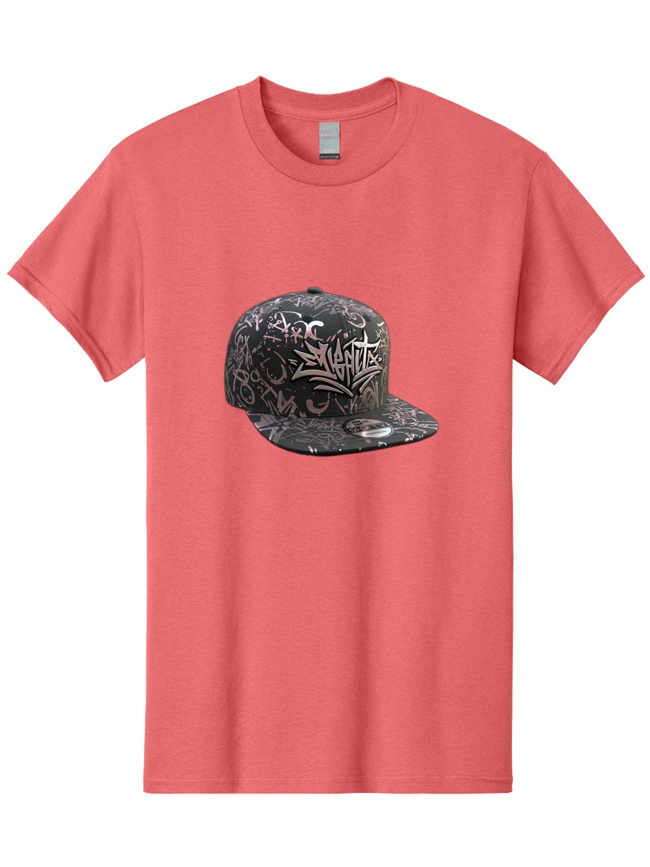 Slanted-Graffiti Men'S Graphic Tee, 100% Cotton, Comfortable Casual Summer Wear, Machine Washable, Black Baseball Cap, Graffiti Design, Streetwear Fashion, Urban Style, Snaghtz Logo, Casual Wear, Trendy Accessories, 47 Brand Label Bad628 8