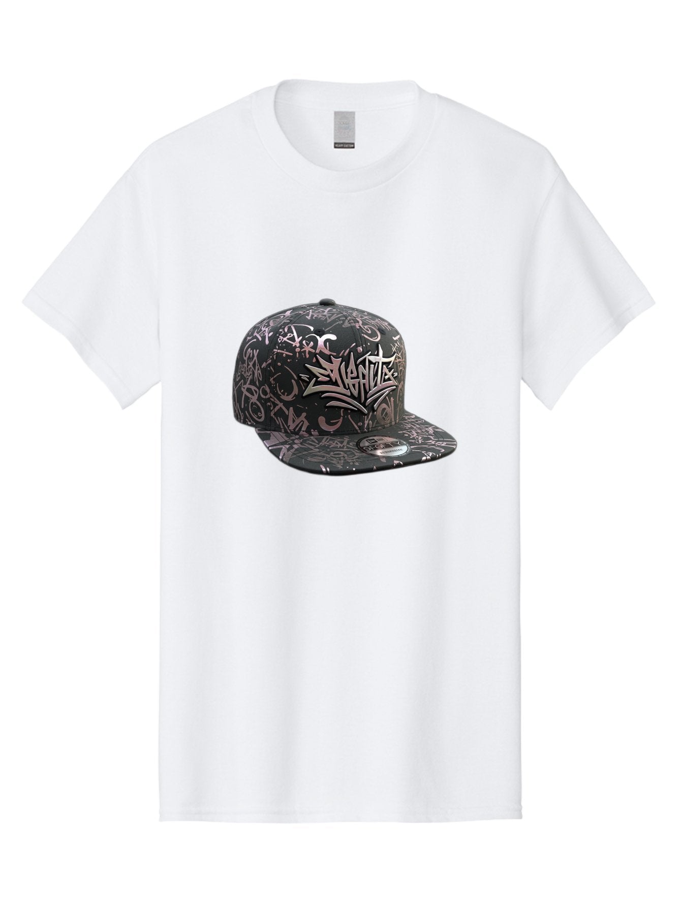 Slanted-Graffiti Men'S Graphic Tee, 100% Cotton, Comfortable Casual Summer Wear, Machine Washable, Black Baseball Cap, Graffiti Design, Streetwear Fashion, Urban Style, Snaghtz Logo, Casual Wear, Trendy Accessories, 47 Brand Label Bad628 12