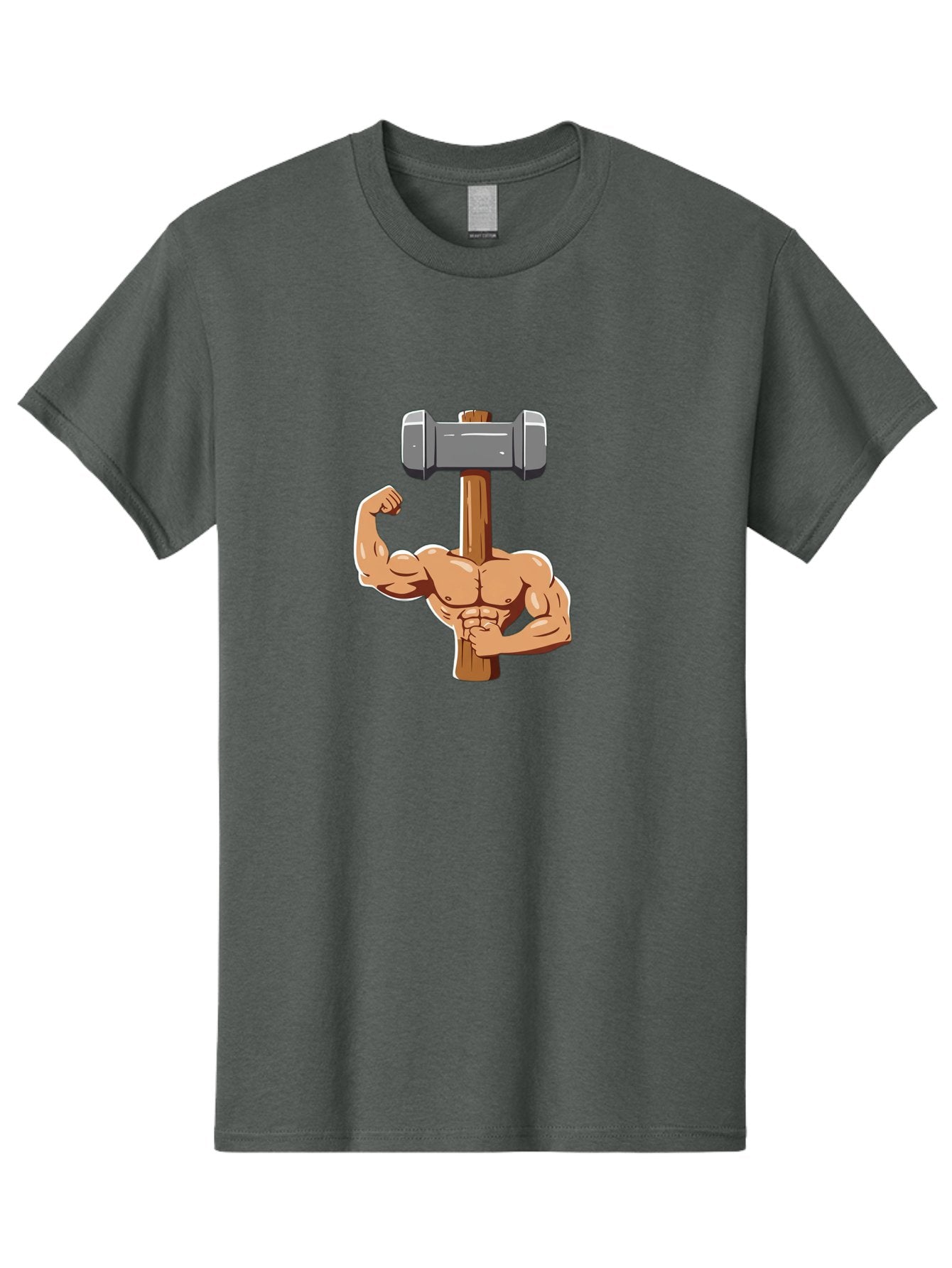 Sledge-Hammer-Arm Men'S Graphic Tee, 100% Cotton, Comfortable Casual Summer Wear, Machine Washable, Strong Arm, Flexed Bicep, Muscular Physique, Sledgehammer, Power Symbol, Strength Training, Fitness, Cartoon Illustration, Bodybuilding Bad629 3