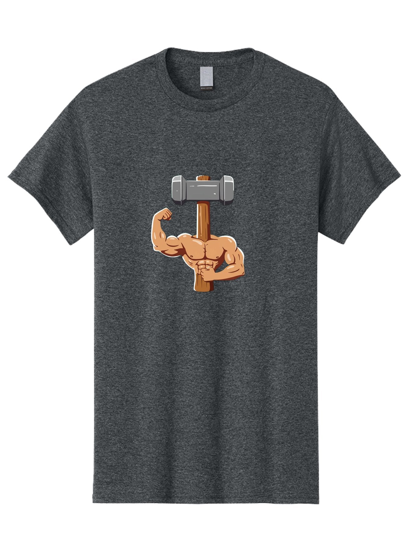 Sledge-Hammer-Arm Men'S Graphic Tee, 100% Cotton, Comfortable Casual Summer Wear, Machine Washable, Strong Arm, Flexed Bicep, Muscular Physique, Sledgehammer, Power Symbol, Strength Training, Fitness, Cartoon Illustration, Bodybuilding Bad629 10