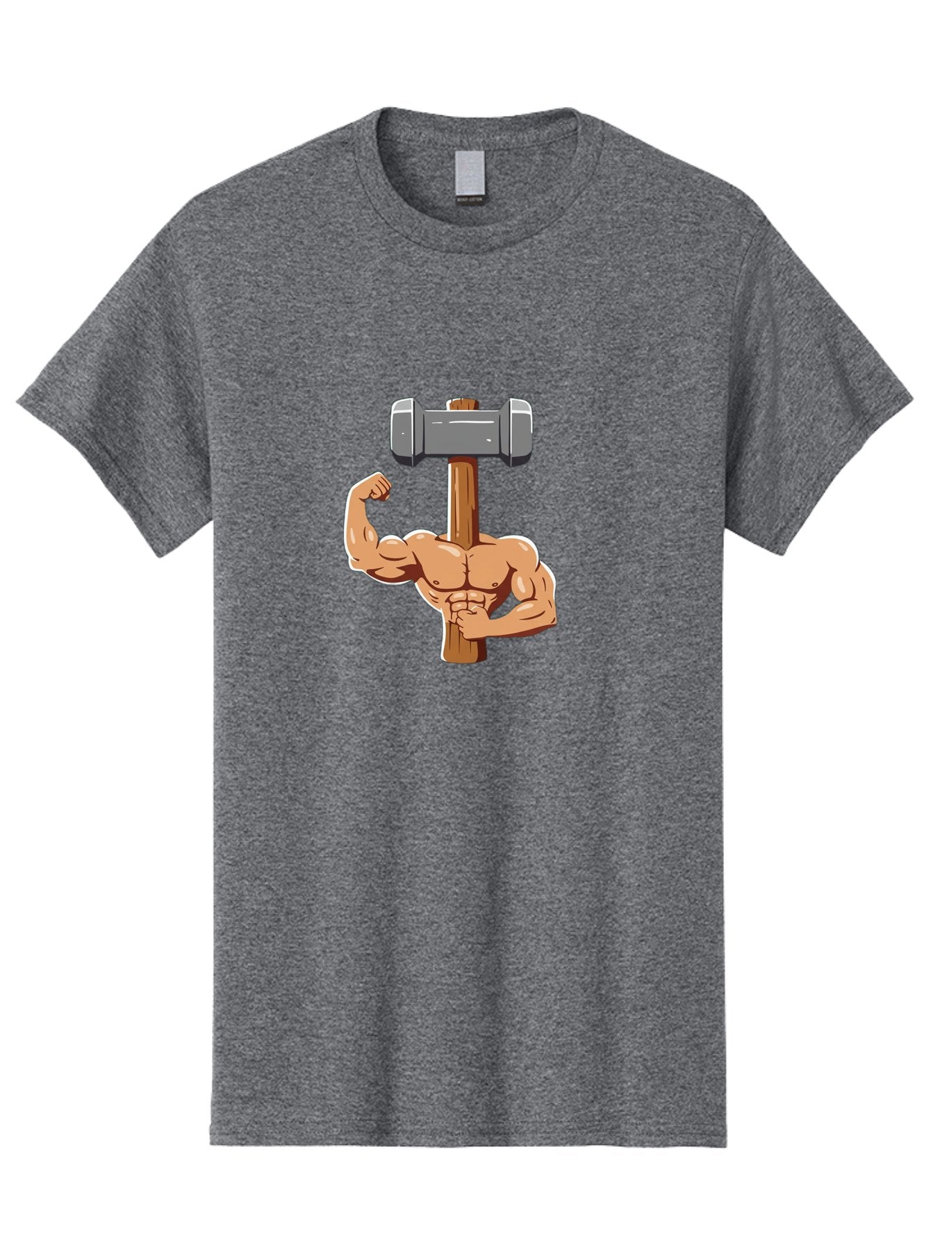 Sledge-Hammer-Arm Men'S Graphic Tee, 100% Cotton, Comfortable Casual Summer Wear, Machine Washable, Strong Arm, Flexed Bicep, Muscular Physique, Sledgehammer, Power Symbol, Strength Training, Fitness, Cartoon Illustration, Bodybuilding Bad629 14