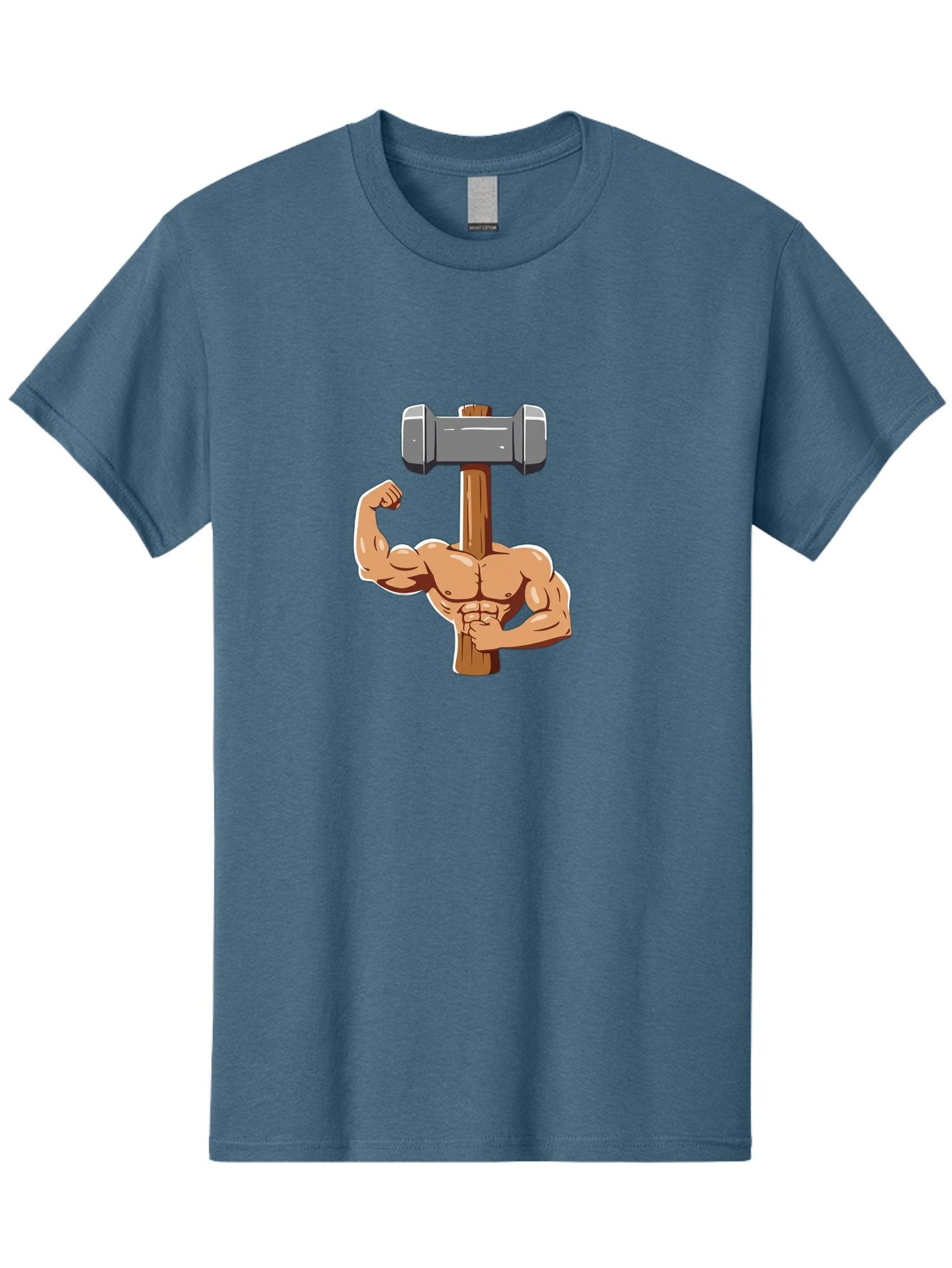 Sledge-Hammer-Arm Men'S Graphic Tee, 100% Cotton, Comfortable Casual Summer Wear, Machine Washable, Strong Arm, Flexed Bicep, Muscular Physique, Sledgehammer, Power Symbol, Strength Training, Fitness, Cartoon Illustration, Bodybuilding Bad629 15
