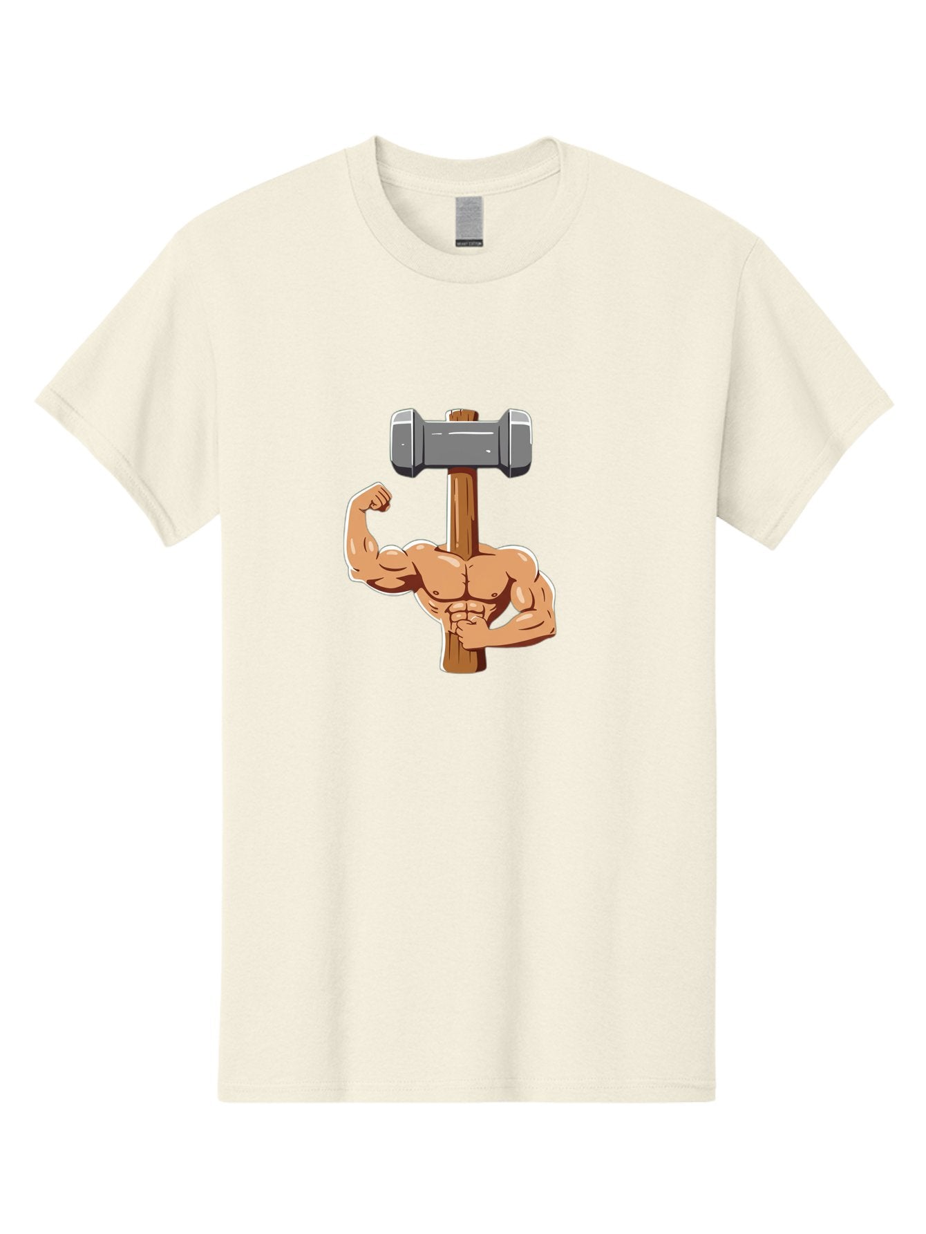 Sledge-Hammer-Arm Men'S Graphic Tee, 100% Cotton, Comfortable Casual Summer Wear, Machine Washable, Strong Arm, Flexed Bicep, Muscular Physique, Sledgehammer, Power Symbol, Strength Training, Fitness, Cartoon Illustration, Bodybuilding Bad629 4