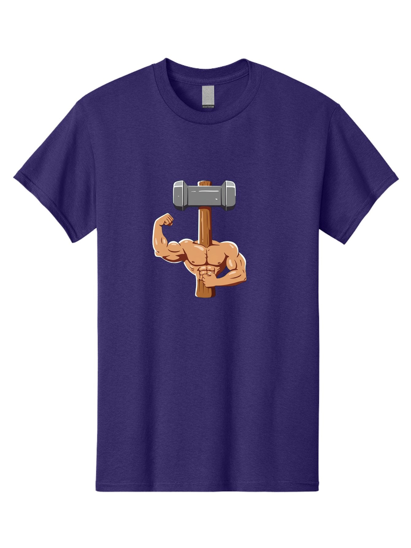 Sledge-Hammer-Arm Men'S Graphic Tee, 100% Cotton, Comfortable Casual Summer Wear, Machine Washable, Strong Arm, Flexed Bicep, Muscular Physique, Sledgehammer, Power Symbol, Strength Training, Fitness, Cartoon Illustration, Bodybuilding Bad629 9