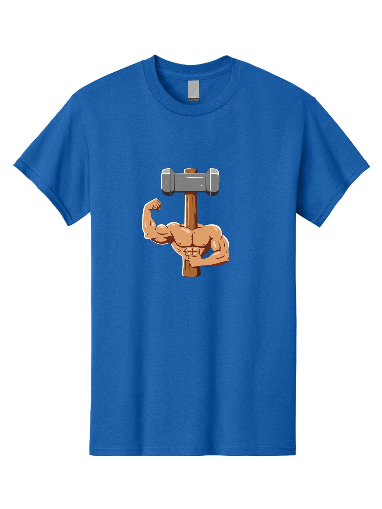 Sledge-Hammer-Arm Men'S Graphic Tee, 100% Cotton, Comfortable Casual Summer Wear, Machine Washable, Strong Arm, Flexed Bicep, Muscular Physique, Sledgehammer, Power Symbol, Strength Training, Fitness, Cartoon Illustration, Bodybuilding Bad629 13