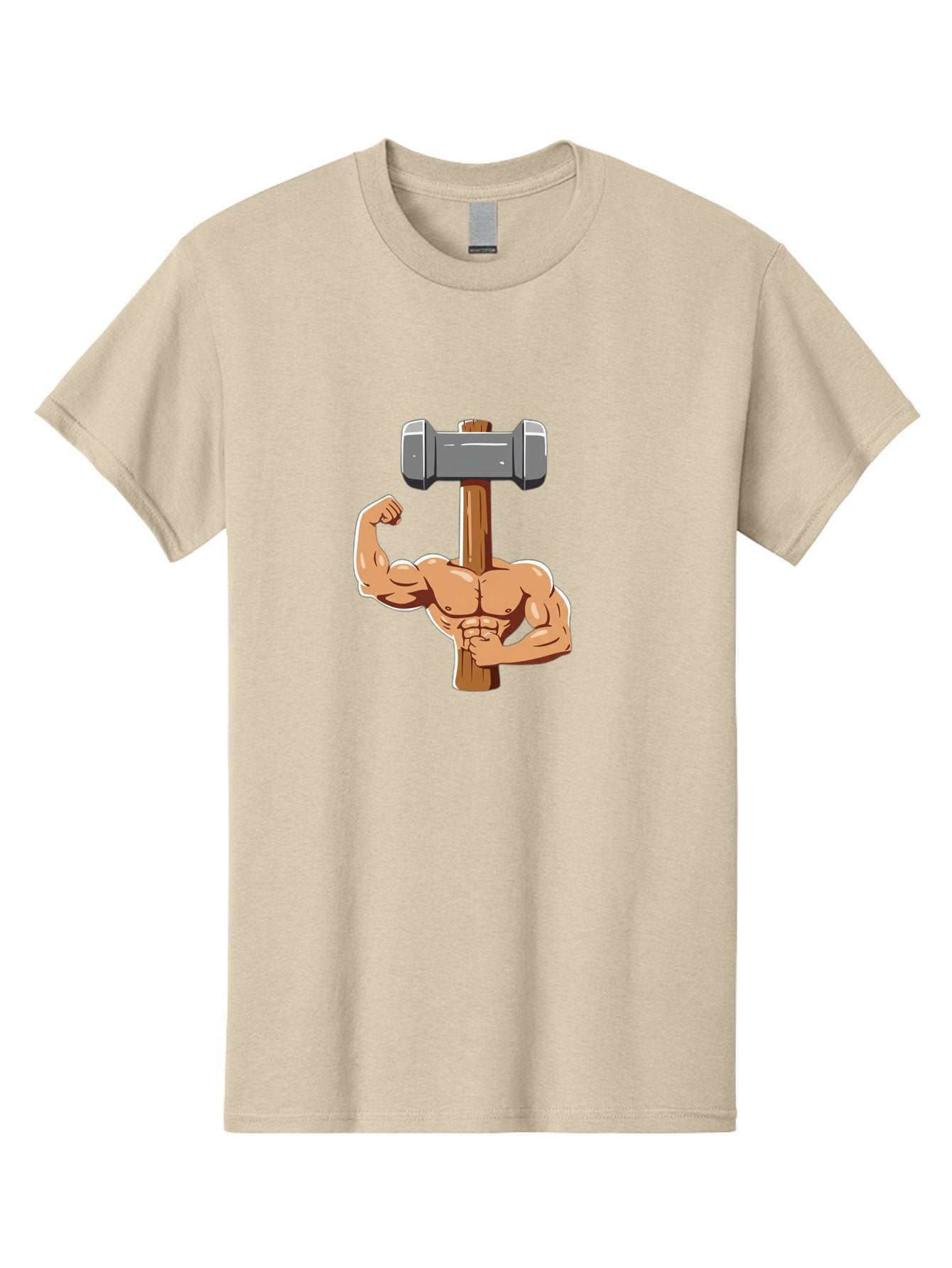 Sledge-Hammer-Arm Men'S Graphic Tee, 100% Cotton, Comfortable Casual Summer Wear, Machine Washable, Strong Arm, Flexed Bicep, Muscular Physique, Sledgehammer, Power Symbol, Strength Training, Fitness, Cartoon Illustration, Bodybuilding Bad629 8