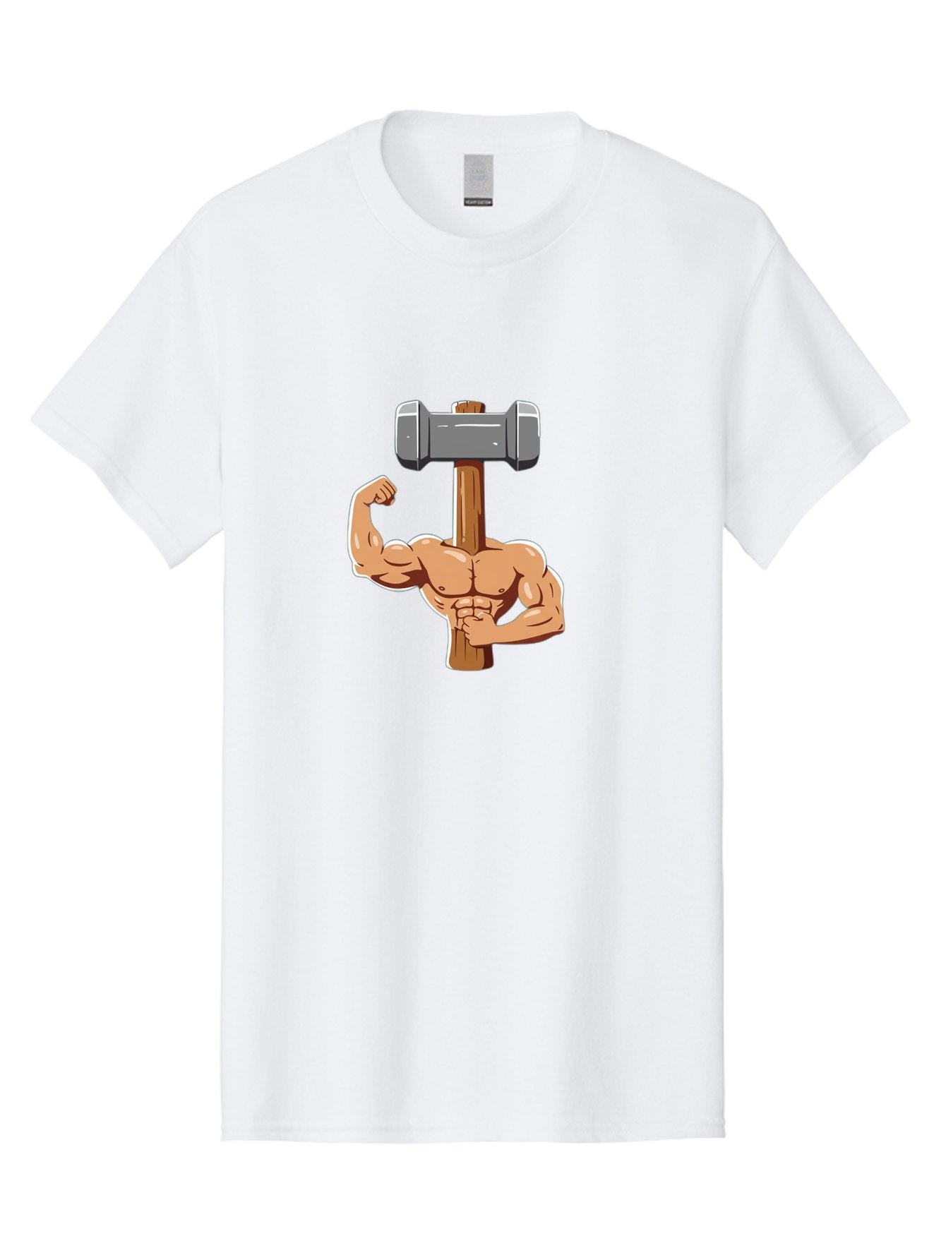 Sledge-Hammer-Arm Men'S Graphic Tee, 100% Cotton, Comfortable Casual Summer Wear, Machine Washable, Strong Arm, Flexed Bicep, Muscular Physique, Sledgehammer, Power Symbol, Strength Training, Fitness, Cartoon Illustration, Bodybuilding Bad629 11