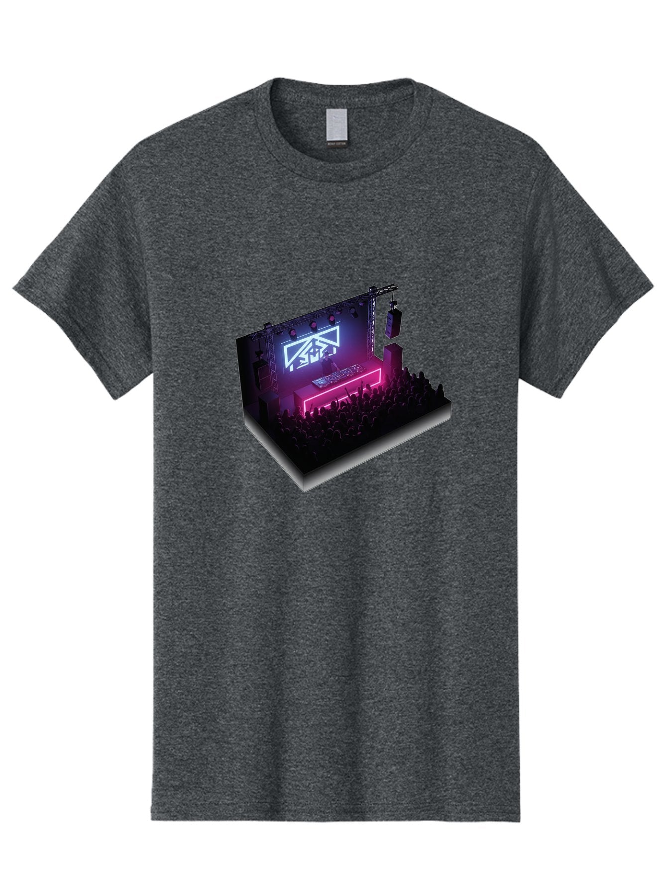 Smb-Stage Men'S Graphic Tee, 100% Cotton, Comfortable Casual Summer Wear, Machine Washable, Dj On Stage, Electronic Dance Music, 3D Graphic Design, Rave Party, Nightclub Atmosphere, Neon Lights, Futuristic Feel, Crowd Dancing, Concert Setup, Bad630 8