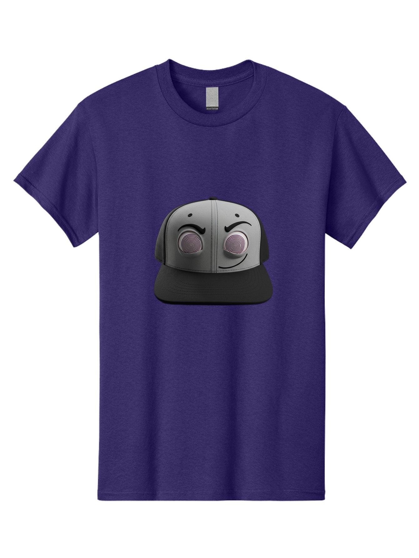 Smile-Baseball-Cap Men'S Graphic Tee, 100% Cotton, Comfortable Casual Summer Wear, Machine Washable, Baseball Cap, Face Design, Spiral Eyes, Smiling Face, Black And Grey, Unique Accessory, Fashion Statement, Streetwear Style Bad631 10
