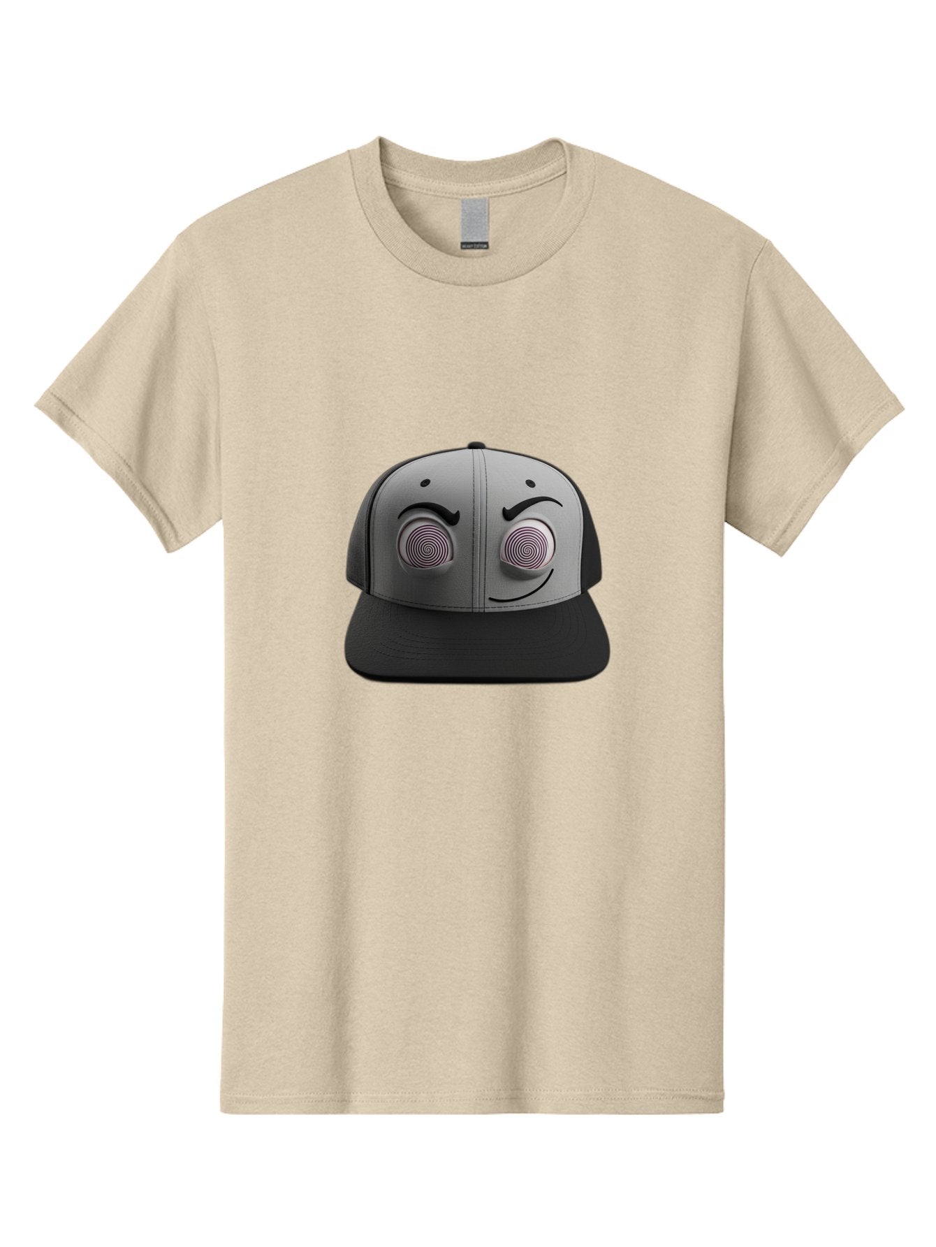Smile-Baseball-Cap Men'S Graphic Tee, 100% Cotton, Comfortable Casual Summer Wear, Machine Washable, Baseball Cap, Face Design, Spiral Eyes, Smiling Face, Black And Grey, Unique Accessory, Fashion Statement, Streetwear Style Bad631 13
