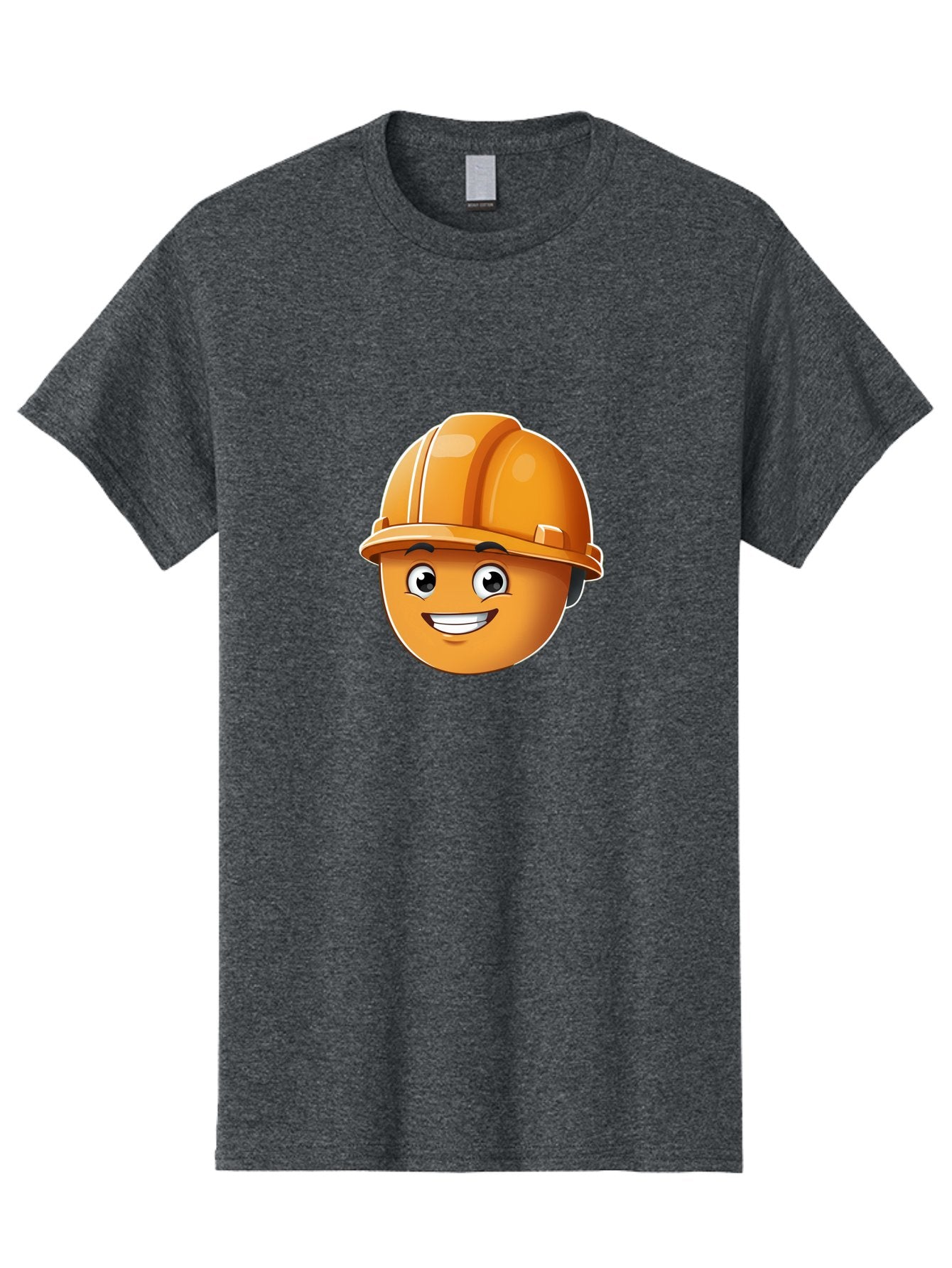 Smiley-Hardhat-Emoji Men'S Graphic Tee, 100% Cotton, Comfortable Casual Summer Wear, Machine Washable, Smiling Face, Hard Hat, Construction Worker, Cartoon Character, Safety Gear, Happy Expression, Orange Hardhat, 3D Illustration, Bad632 11