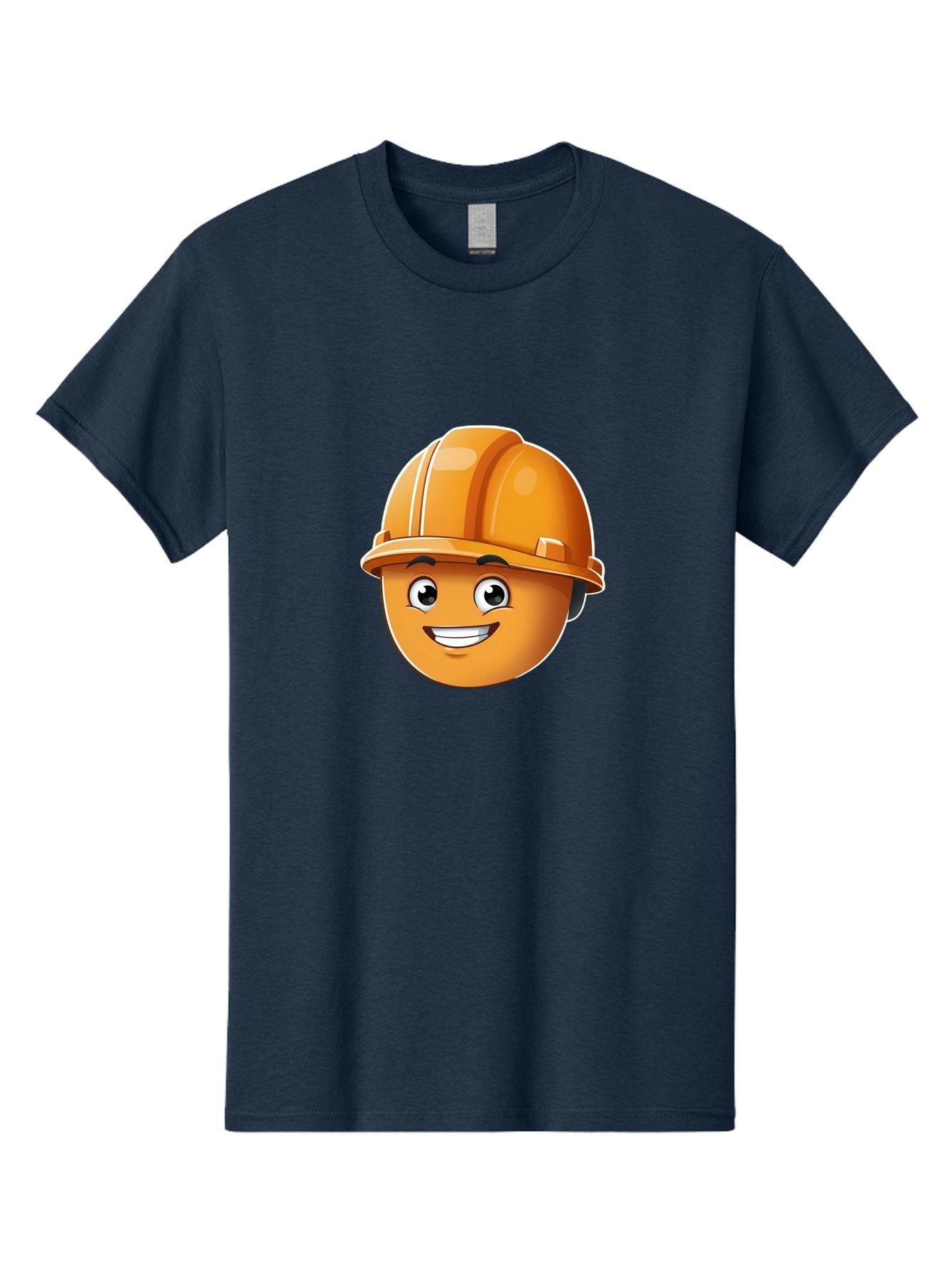 Smiley-Hardhat-Emoji Men'S Graphic Tee, 100% Cotton, Comfortable Casual Summer Wear, Machine Washable, Smiling Face, Hard Hat, Construction Worker, Cartoon Character, Safety Gear, Happy Expression, Orange Hardhat, 3D Illustration, Bad632 14