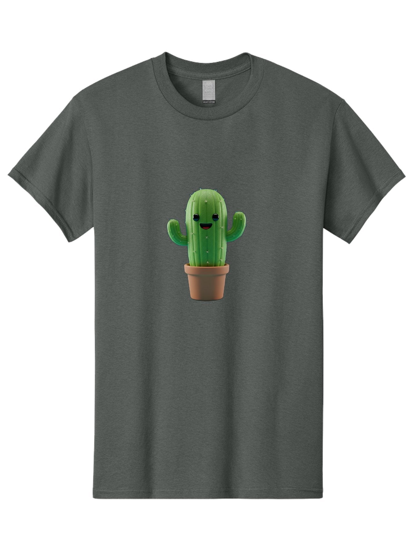Smiling-Cactus Men'S Graphic Tee, 100% Cotton, Comfortable Casual Summer Wear, Machine Washable, Cartoon Cactus, Smiling Cactus, Potted Plant, Cute Character, Green Cactus, Happy Face, Friendly Cactus, Quirky Design Bad636 7